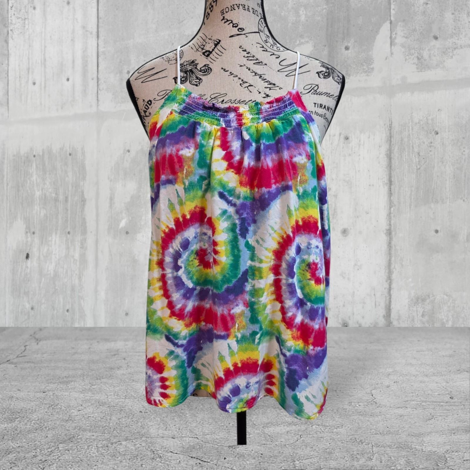 No Boundaries Tie Dye Tank Womens XL 15-17 Juniors T-Back Strappy Cami