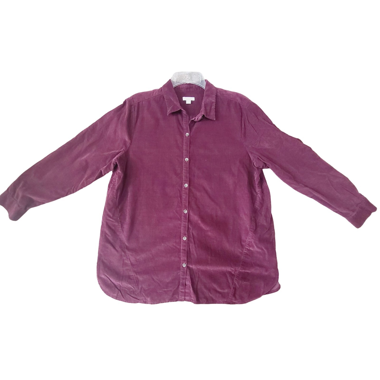 J. Jill Women’s Corduroy Shaket Button Front Collard Burgandy Size L Classic