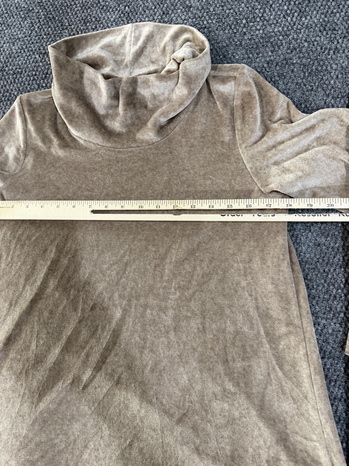 Pure Jill Shirt Womens S Petite Beige Cowl Neck Long Sleeve Velour Tunic Top