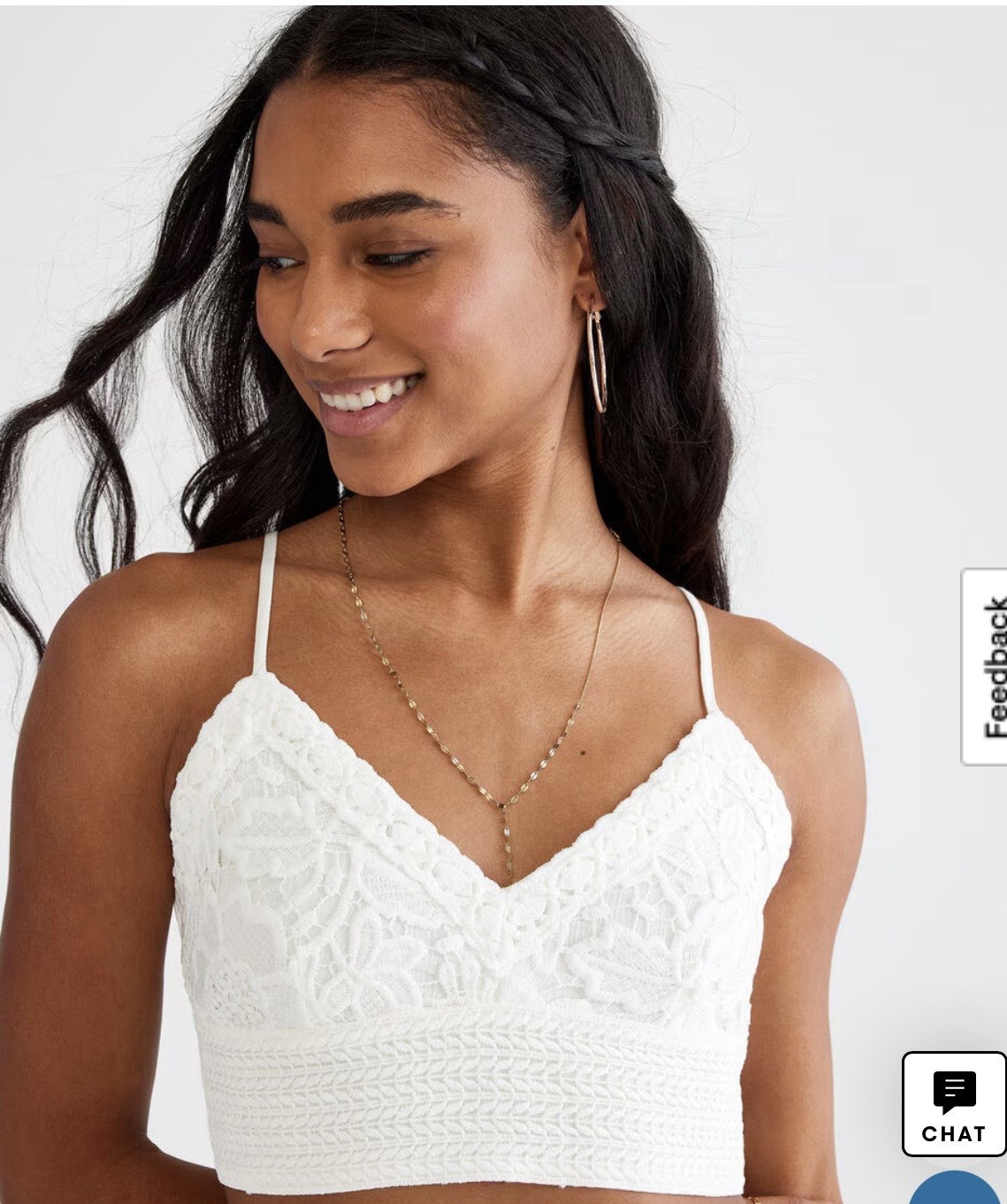 Aeropostale Lace Tie-Back Cropped Cami White Size Small