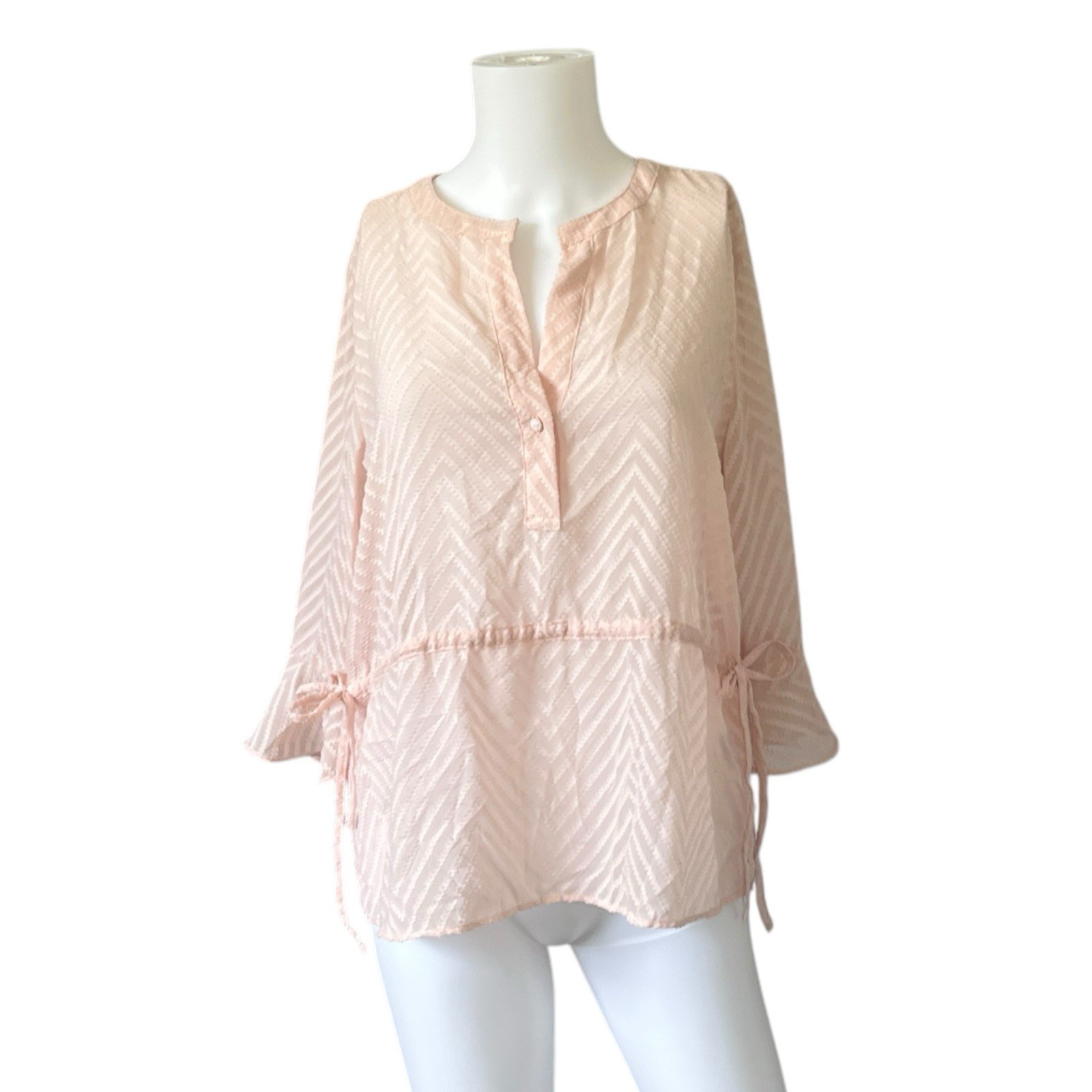 Tommy Hilfiger Sheer Pink Blouse Lightweight Career Work Womens Size Medium
