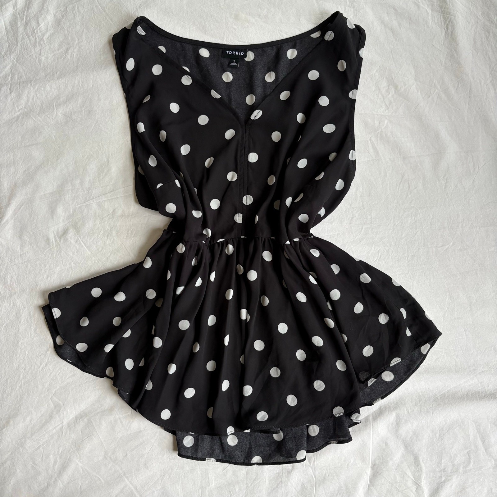 Torrid Polka Dot Mesh Peplum Blouse – Size 2