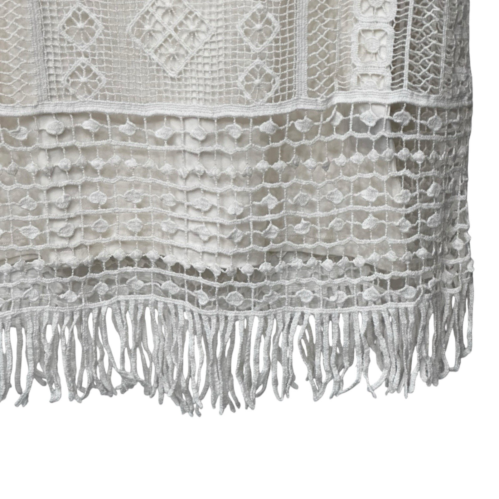 Ralph Lauren LRL Women’s Top Ivory Size Large Lace Top with Fringe Lined Boho
