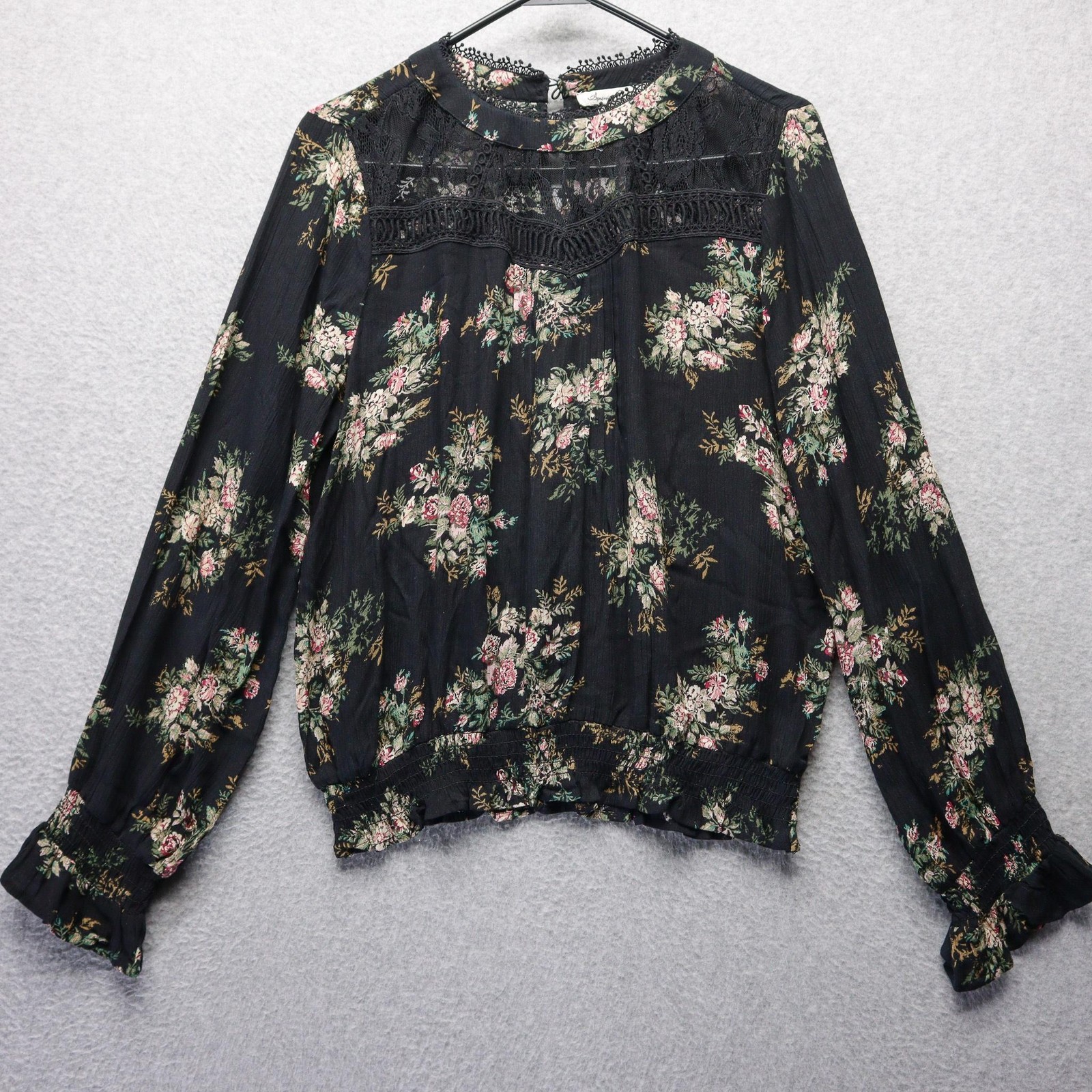 American Rag Cie Blouse Womens Small Floral Fairy Grunge Long Sleeve Lace Boho