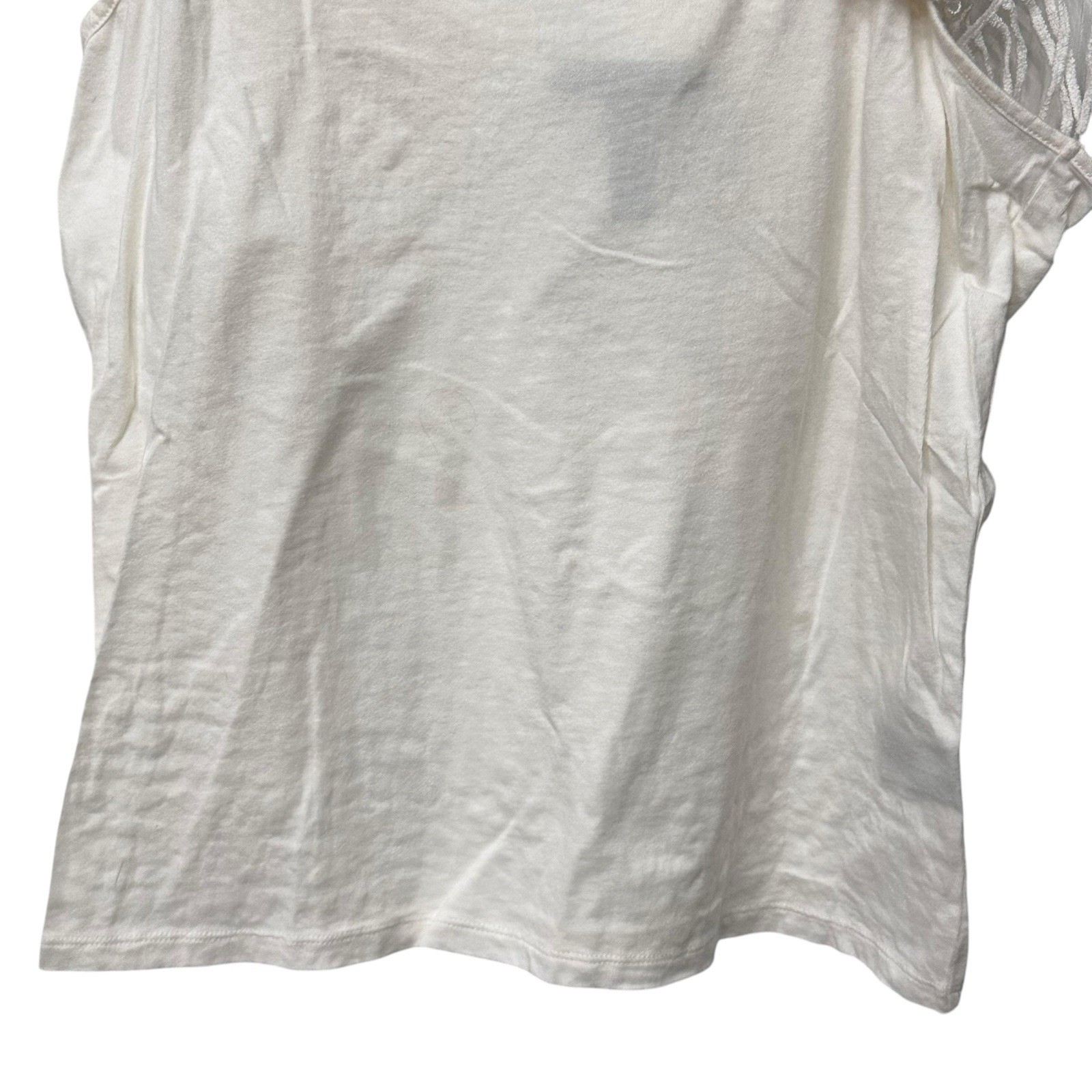 Ralph Lauren LRL Women’s Top Ivory Size Large Lace Top with Fringe Lined Boho