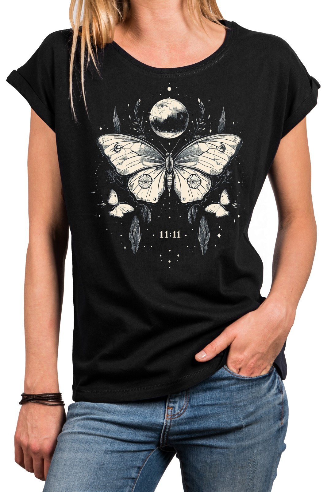 Ladies Butterfly Print T-Shirt Fashion Summer Graphic Print Top