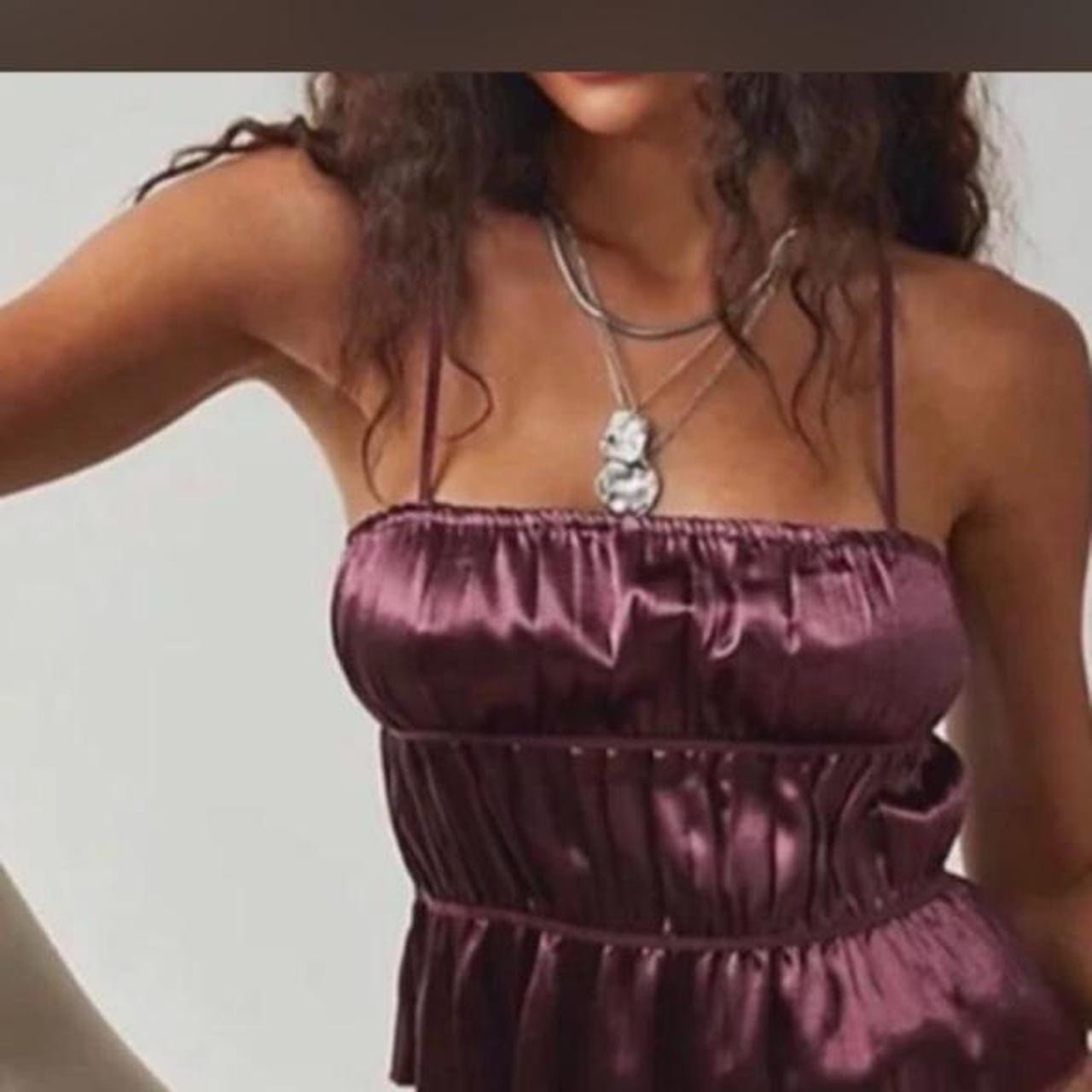 Free People burgundy satin cami top Size XS #glamour #party