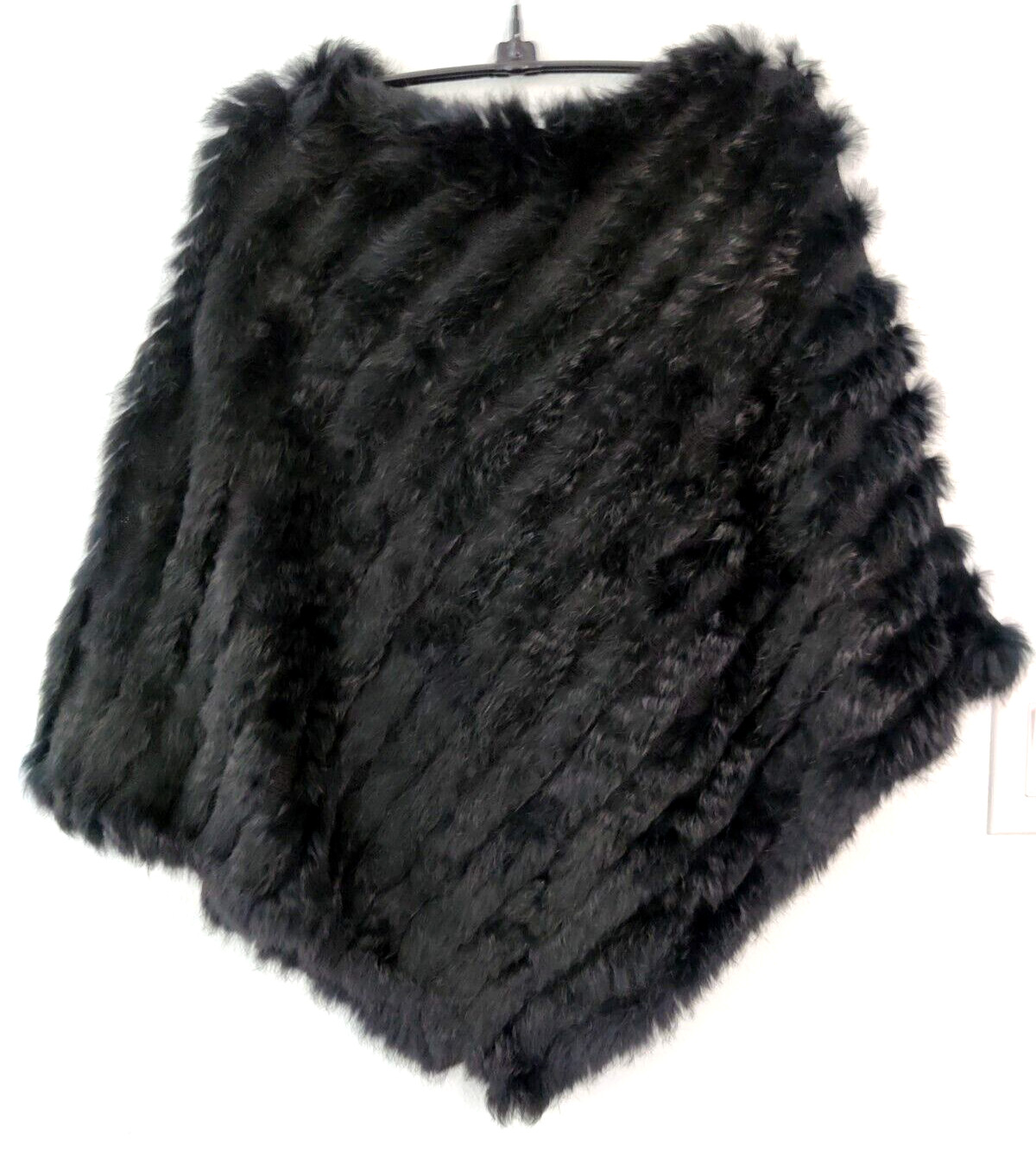 Real Genuine Rabbit Fur Poncho Cape Shawl CoverUp Top One Size XS S M L XL 1X 2X