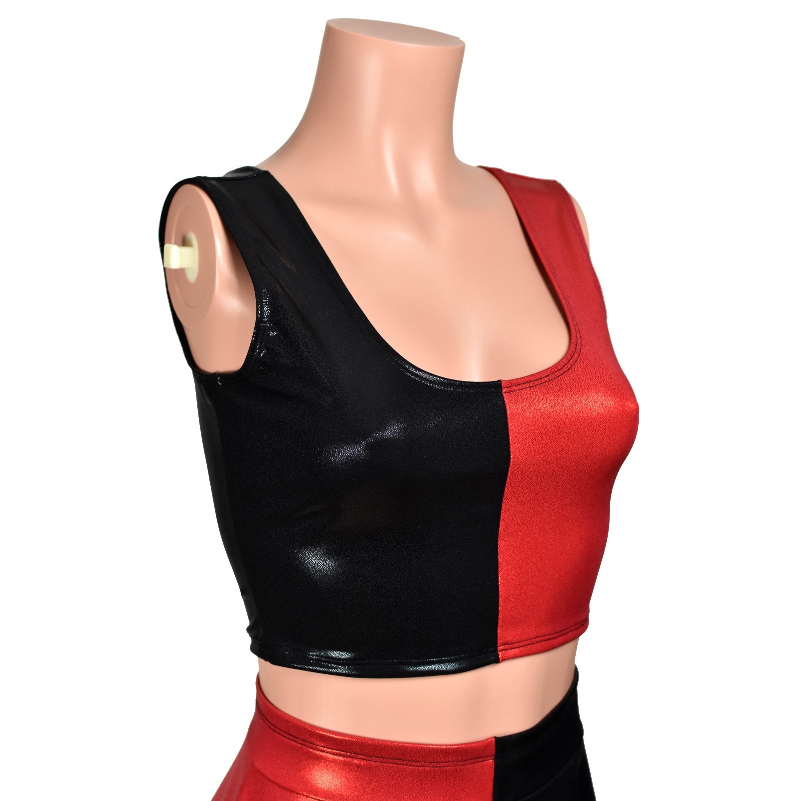 Black Red Metallic Cropped Tank Top mystique XS to 3XL plus size Halloween goth