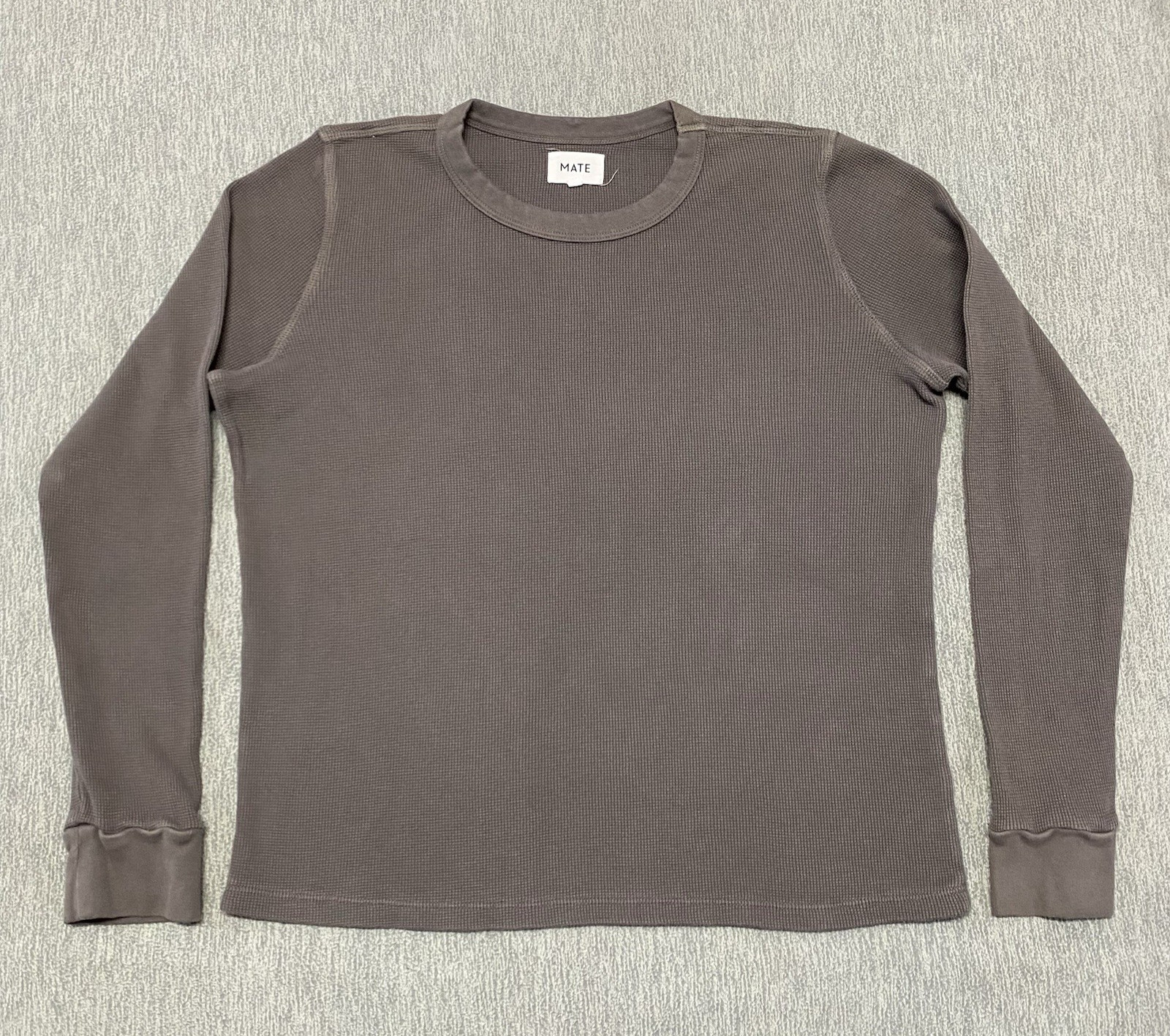MATE The Label Shirt Womens XL Gray Thermal Organic Cotton Long Sleeve Top Crop