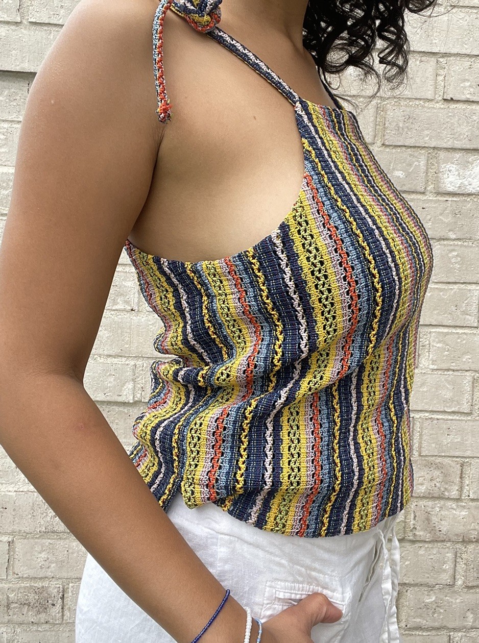 MADEWELL Women’s Size S Rainbow Crochet Texture & Thread Tie-Shoulder Tank Top