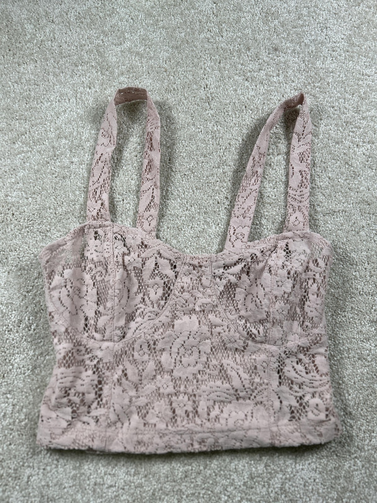 Lace Crop Top Womens Small Floral Bustier Bralette Sleeveless Stretch Romantic