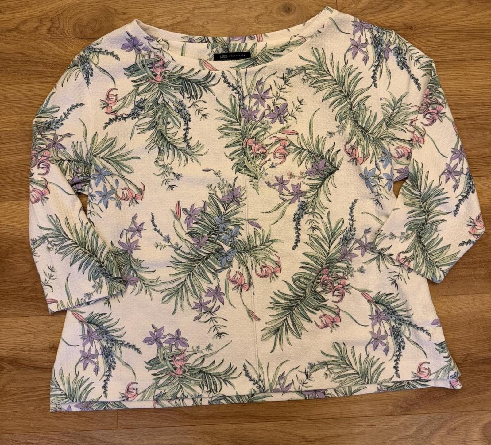 M&S Collection Tropical Botanical Print Textured Blouse UK 20 [COPY]