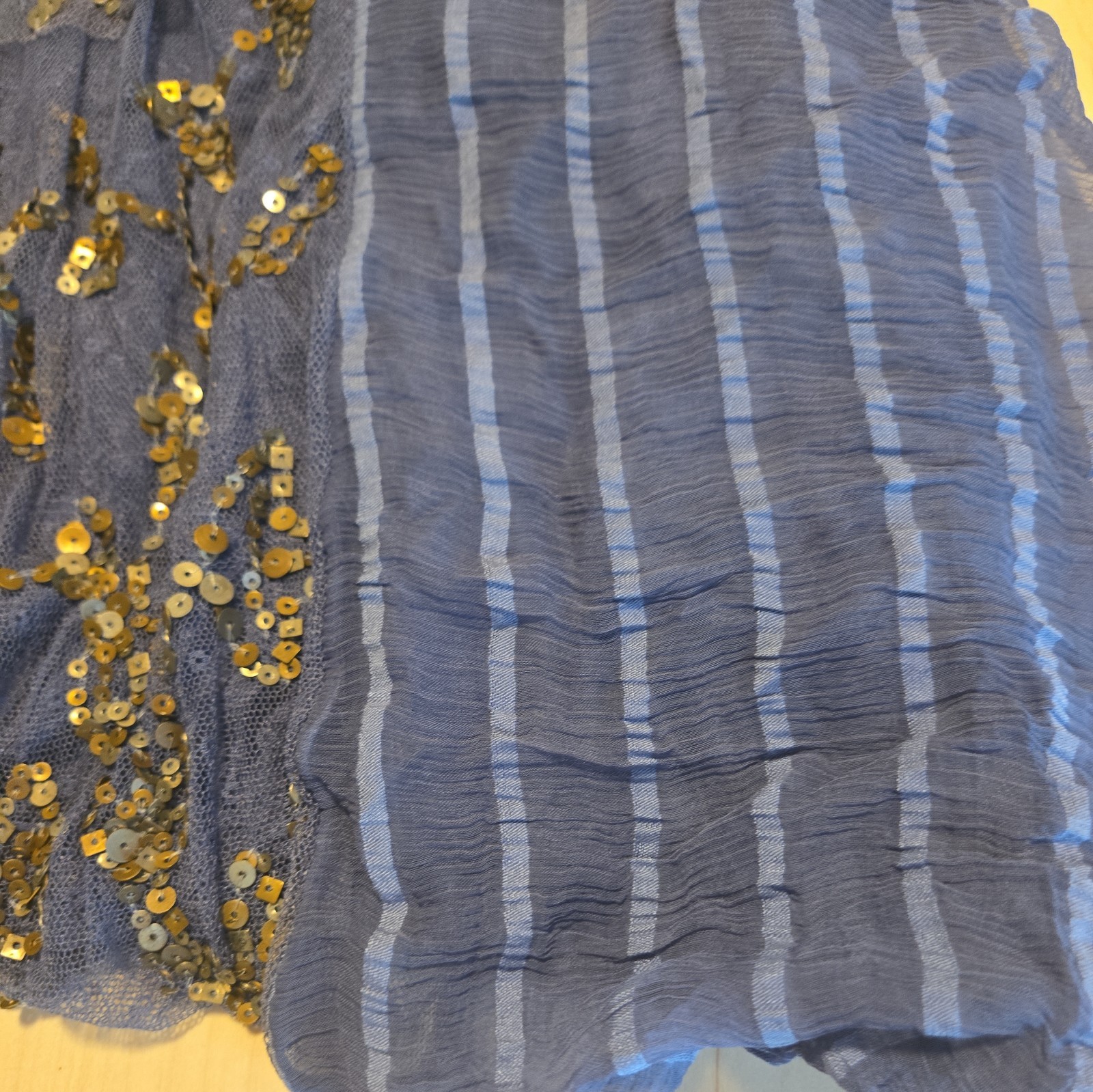 Msrp $168 Nwt Free People Wild Moon elisas Sequin Boho Blouse Sz M Blue Ruffle