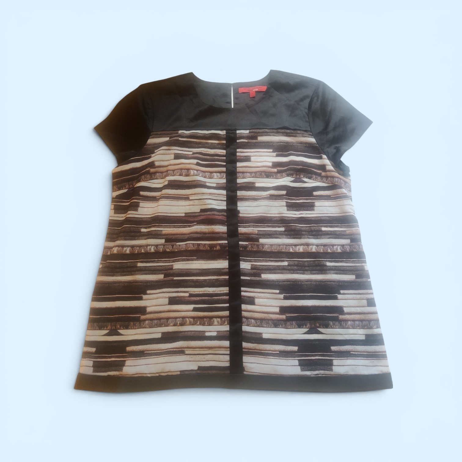 Narciso Rodriguez Design Nation Top Blouse Black Brown White Size L