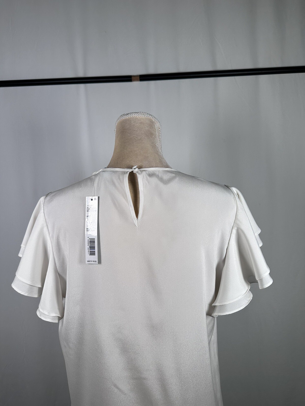 Antonio Melani Women Blouse Shirt Top Medium 100% Silk Short Sleeve Ivory $129