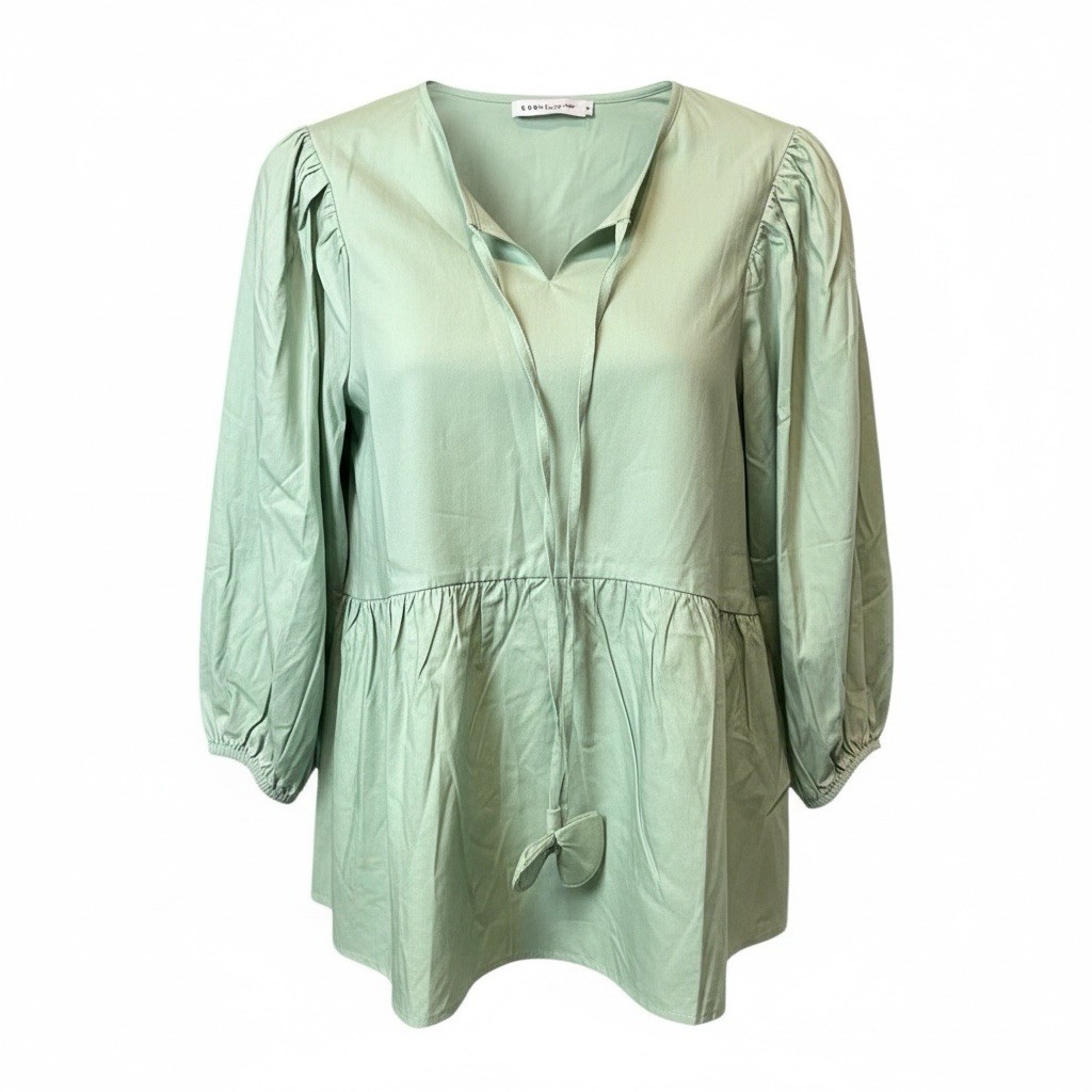 NWT Harshman Women’s Spruce 3/4 Sleeve V Neck Linen Blouse Top Matcha Green – XS