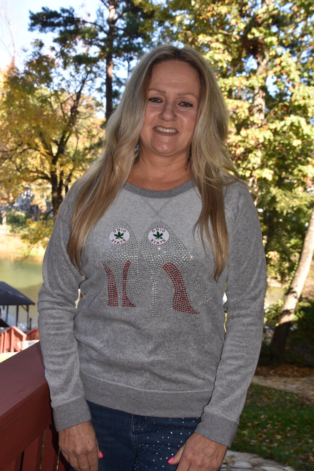 Ohio glitter & rhinestone bling velour sweatshirt size small