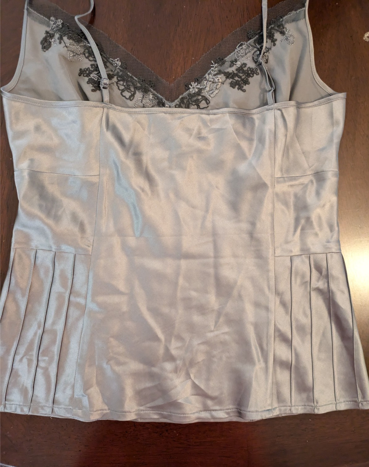Arden B. Y2K 90s Charcoal Silk Beaded Embroidered Silk Fitted Fairy Cami L