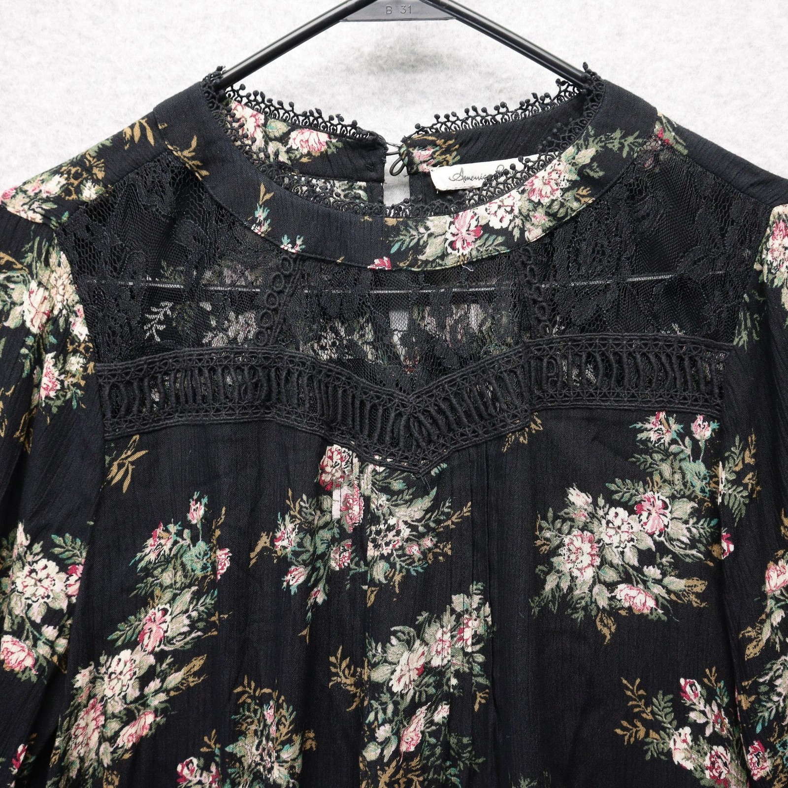 American Rag Cie Blouse Womens Small Floral Fairy Grunge Long Sleeve Lace Boho