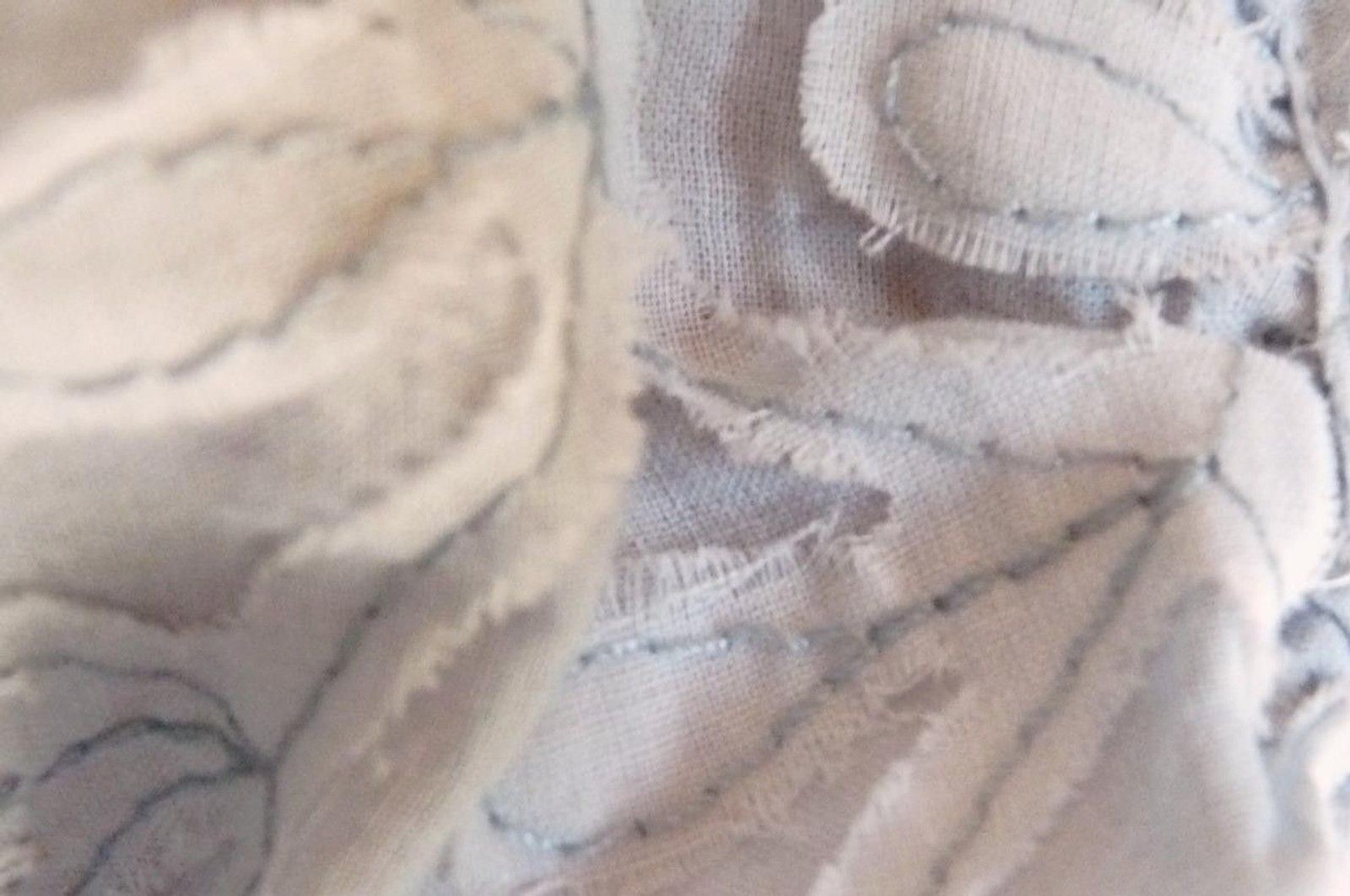 Anthropologie Pilcro Dusty blue Blouse tonal applique cotton voile balloon slv S
