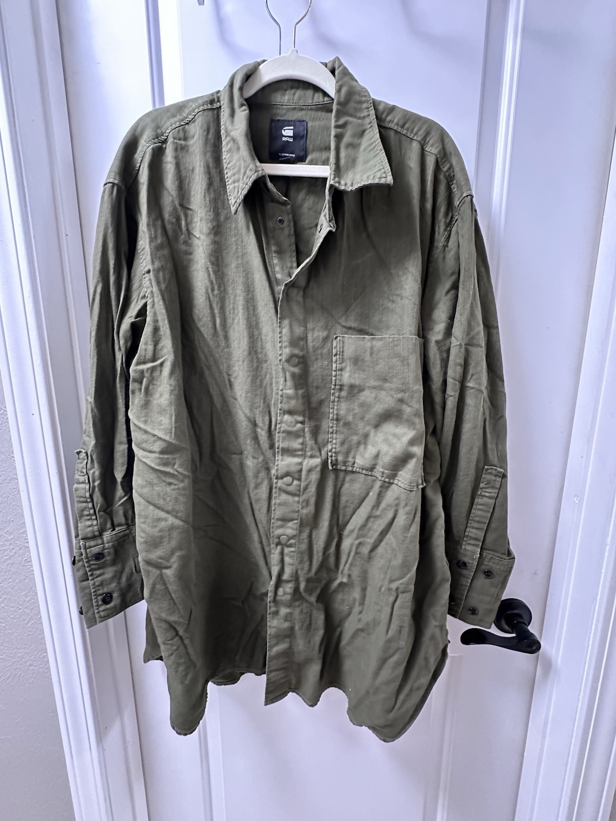 G-Star Oversized Heavy BF Long Sleeve Snap Button Shirt Top NEW $170 Size L