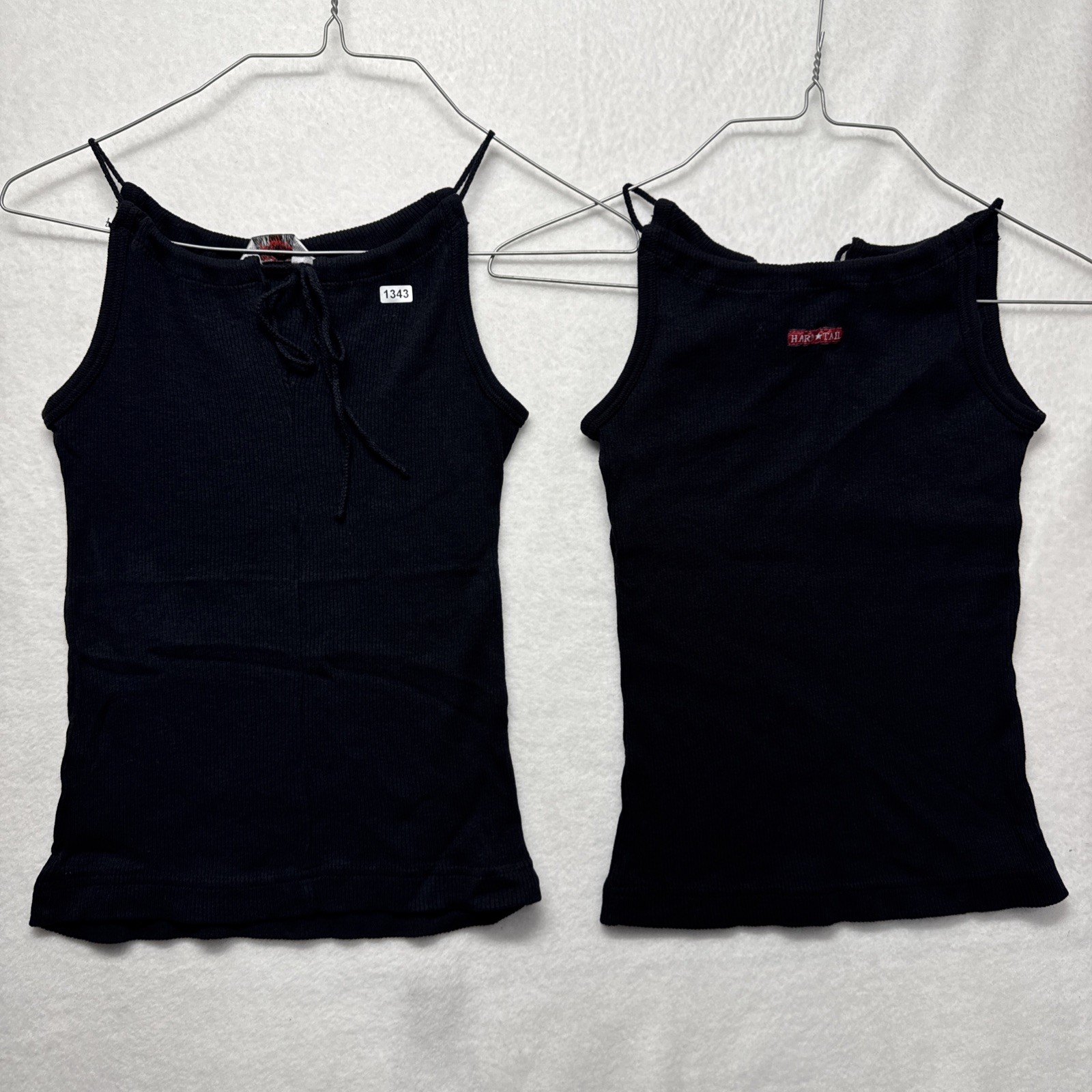 Vintage Hard Tail Forever Women’s Black Ribbed Tank Top Spag. Strap One Size