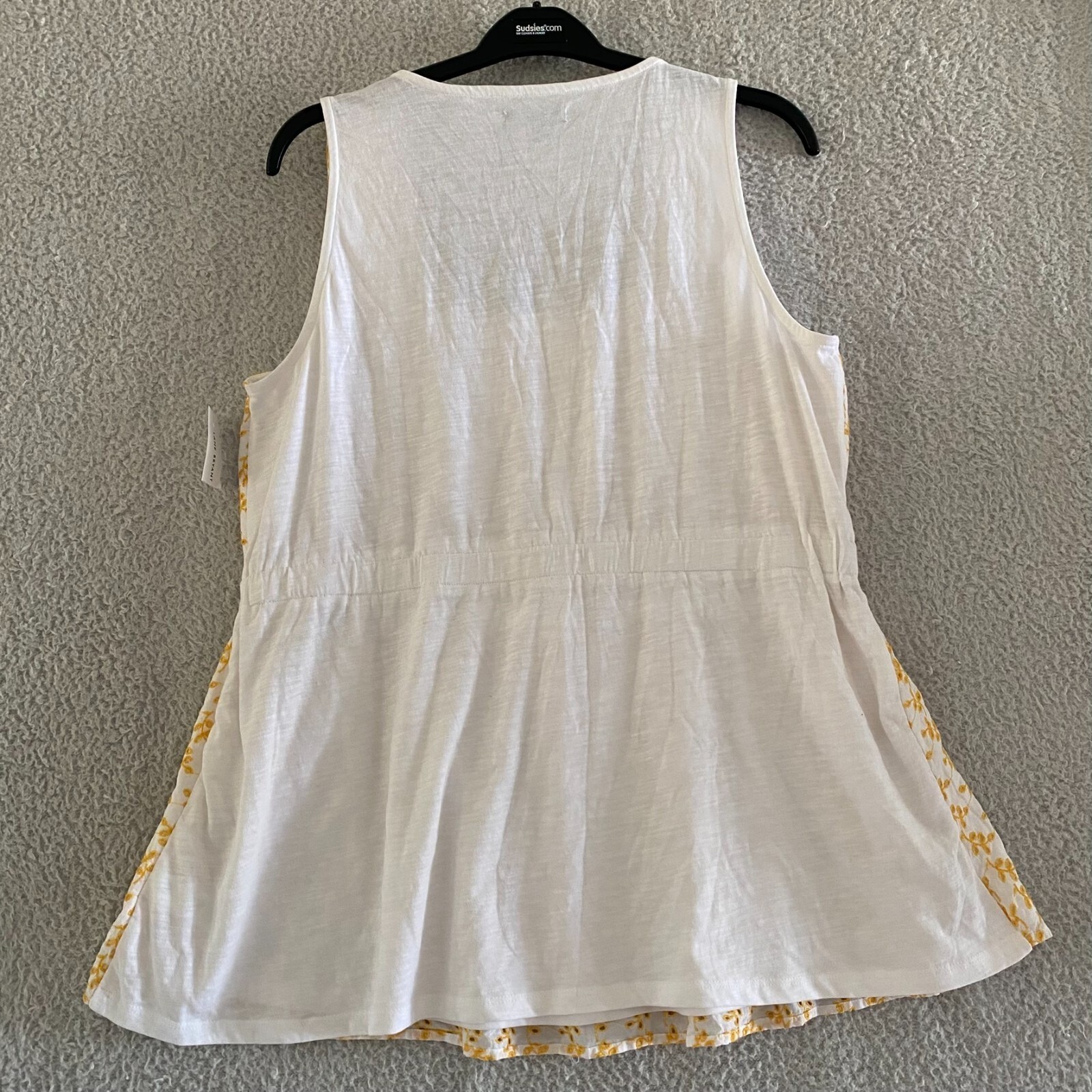 Lane Bryant Eyelet Tank Top Womens 18/20 White Yellow New Square Neck Drawstring