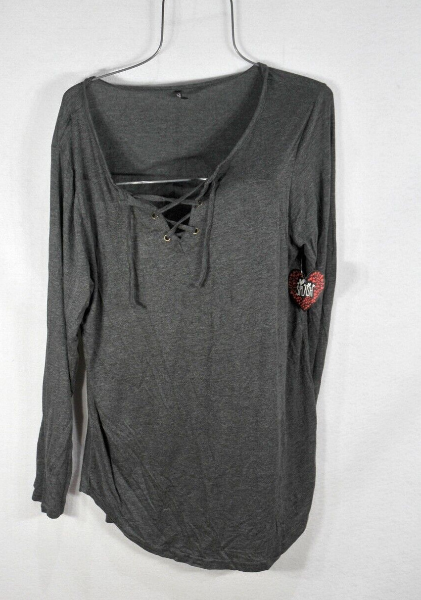 Splash woman T shirt 2X Long Sleeve Dark Grey Heather NWT