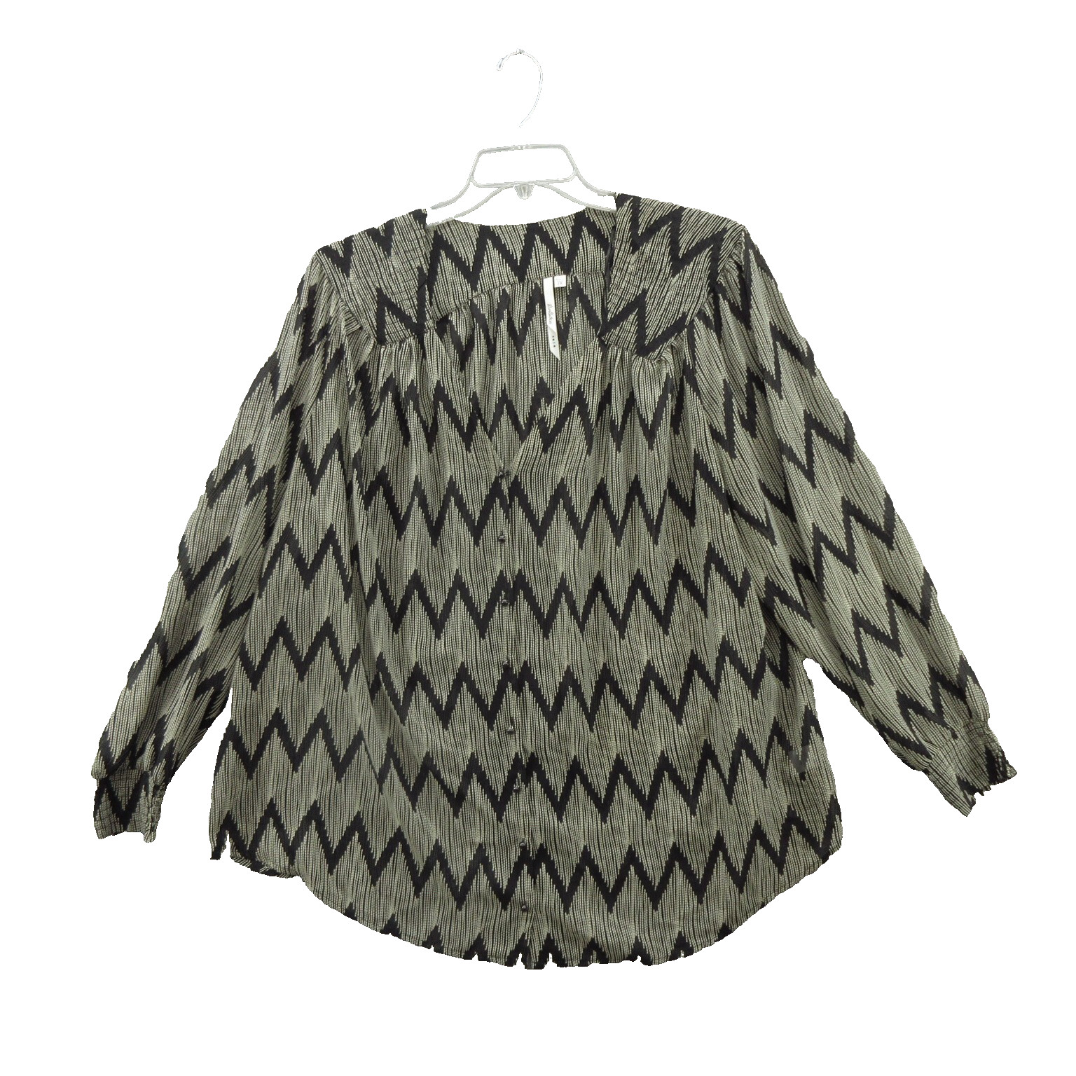 Bellatrix Womens Blouse Size 2X Long Sleeve Button Front 100% Poly Elastic Wrist