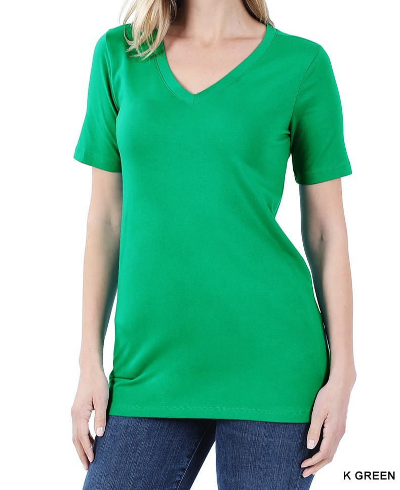 Women’s V-Neck Premium Cotton Short Sleeve T-Shirt Soft Stretch Loose Fit Top