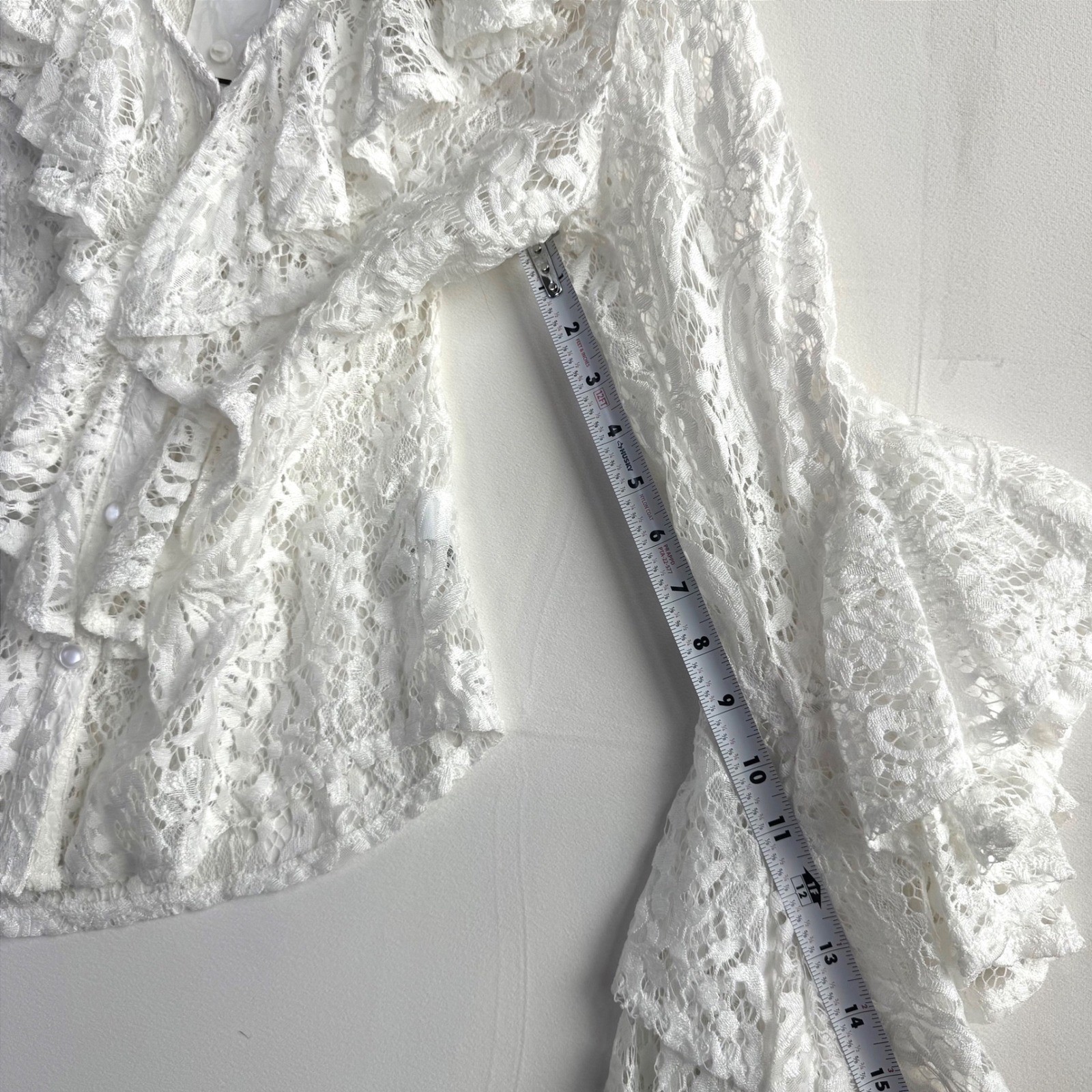 Angel Premium White Sheer Lace Ruffle Bell Sleeve whimsical fairy small NWT
