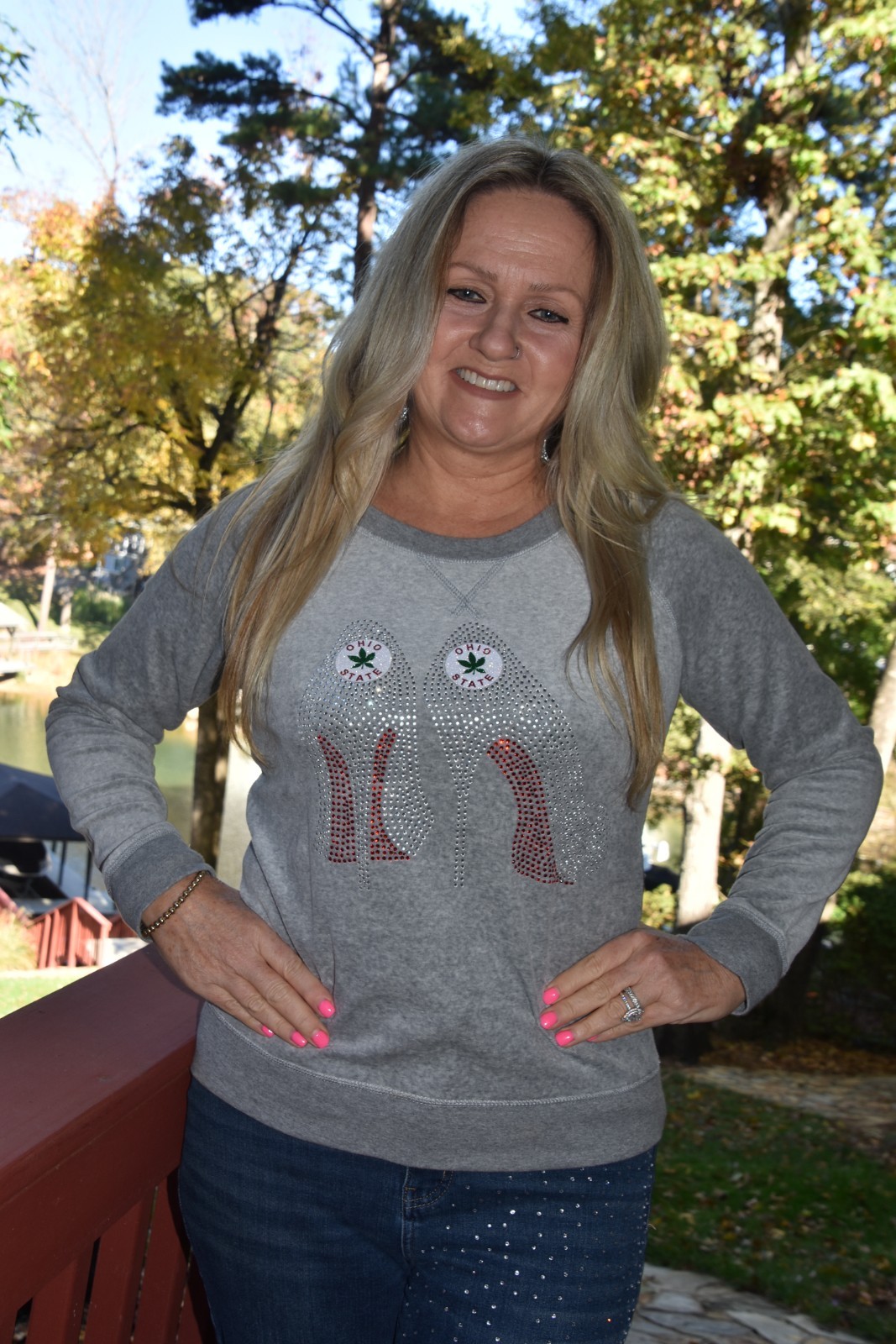 Ohio glitter & rhinestone bling velour sweatshirt size small