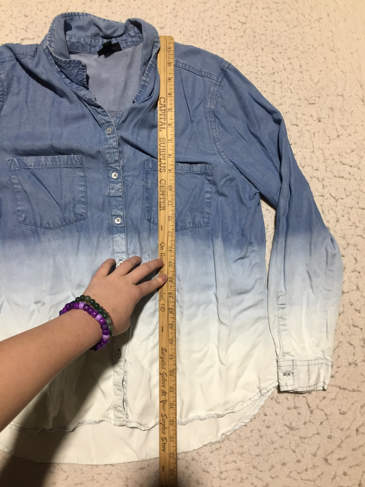 A.n.a A New Approach Button Shirt Womens L Large White Blue Long Sleeve Pockets