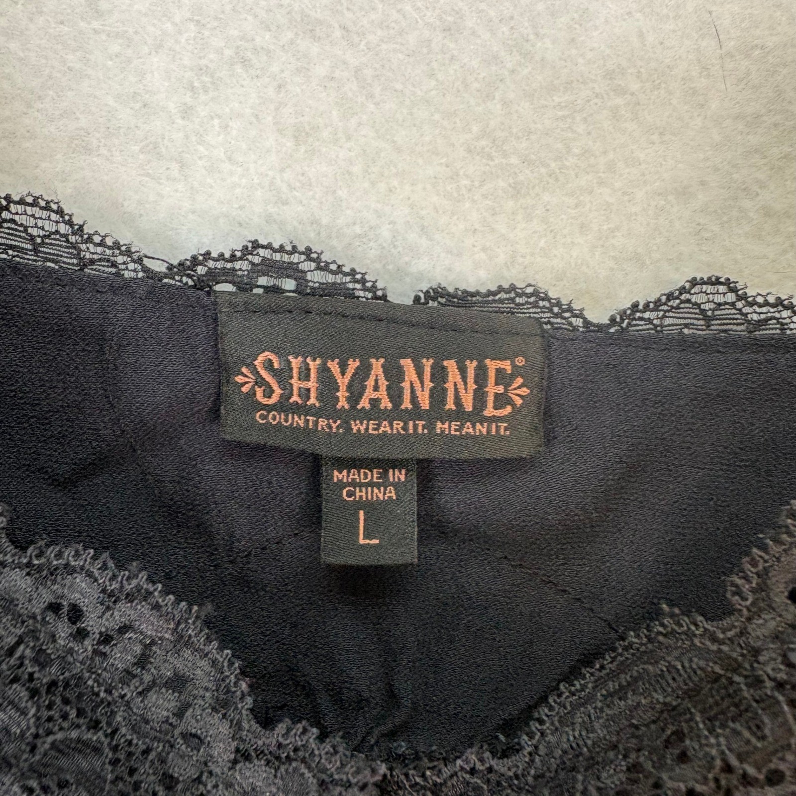 Shyanne Black Lace Trim Satin Button Front Cami Women L Coquette Boho Western