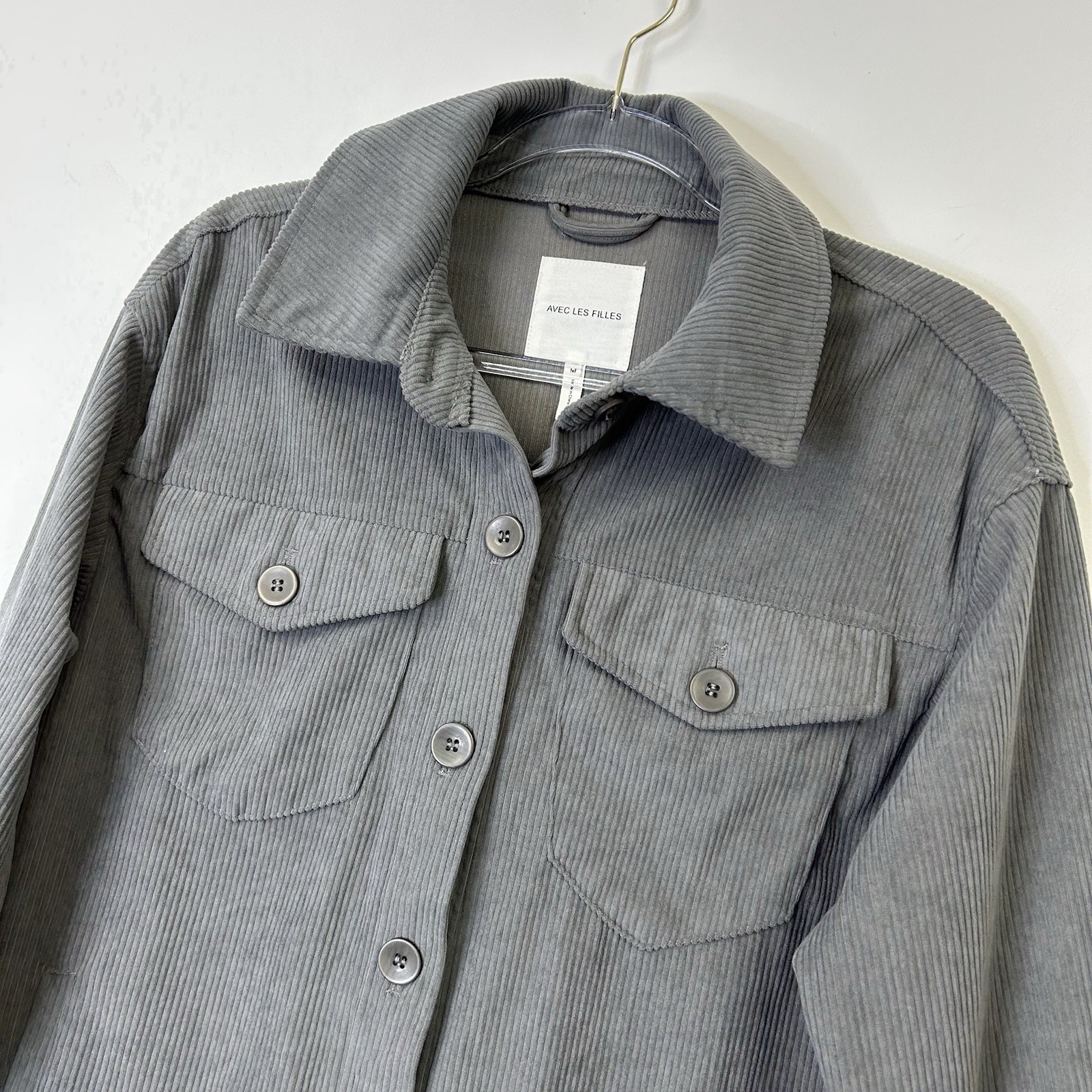 Avec Les Filles Corduroy Shirt Jacket Women’s Size Medium Gray Shacket
