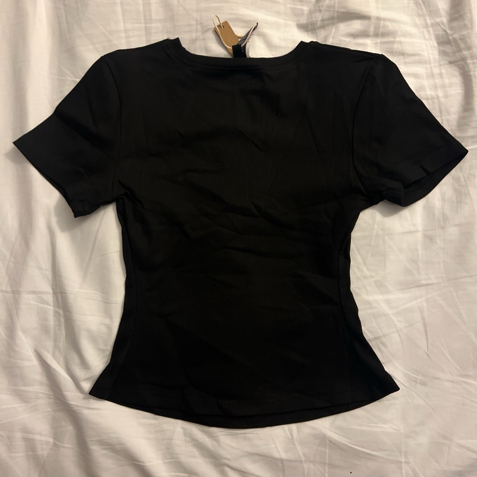 NEW Skims Cotton Rib T-Shirt Size M Black Minimalist Basic Classic