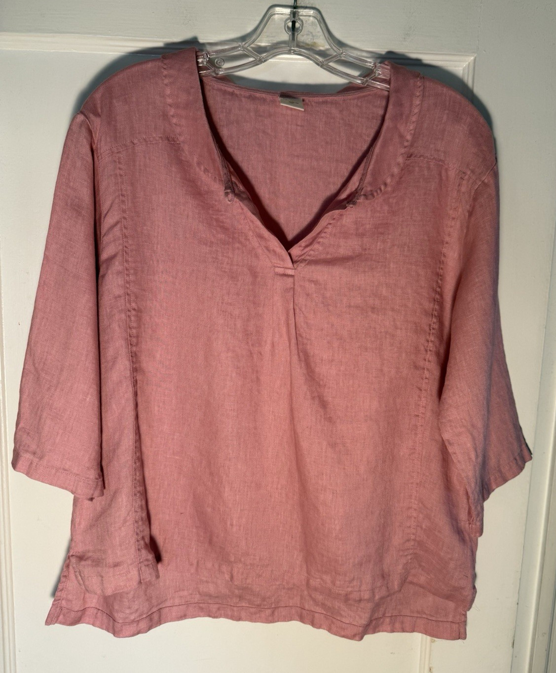 Lintico Shawl Collar Linen Blouse Pink Size M