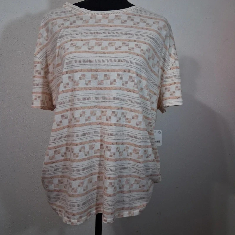 Free People We The Free Nina Printed Tee Shirt Oversized Boho Short Sleeve Top
