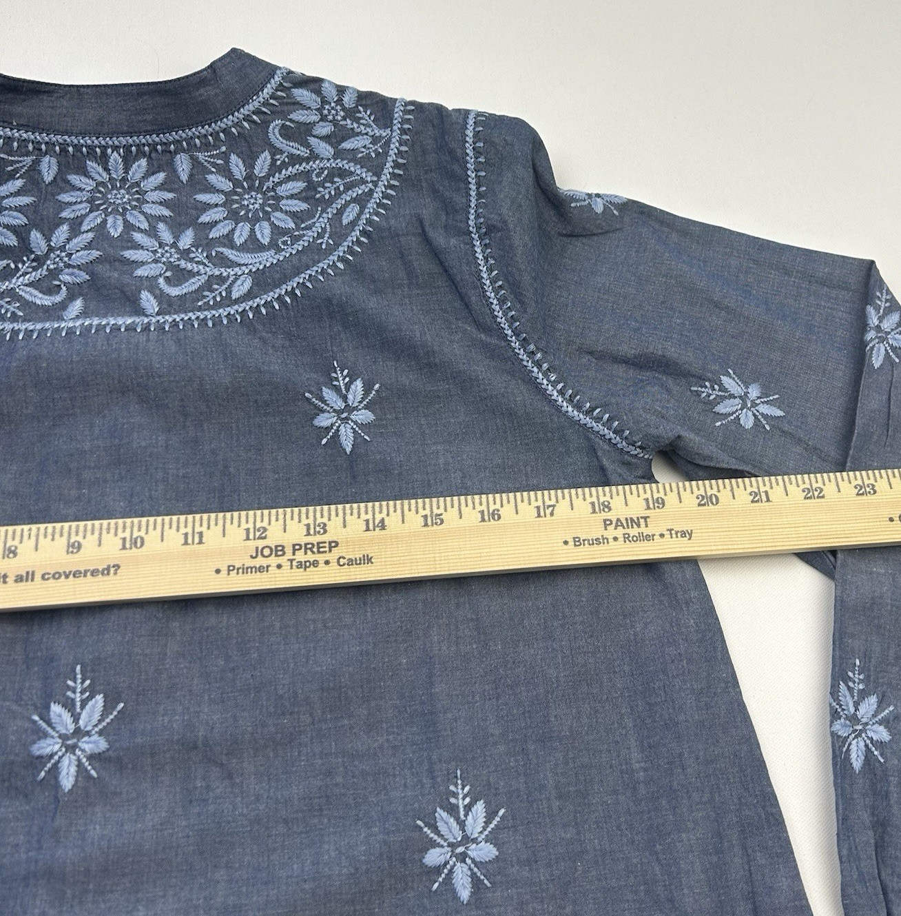 Soft Surronding Embroidey Blue Tunic Boho Coastal Grandma Fairycore size S