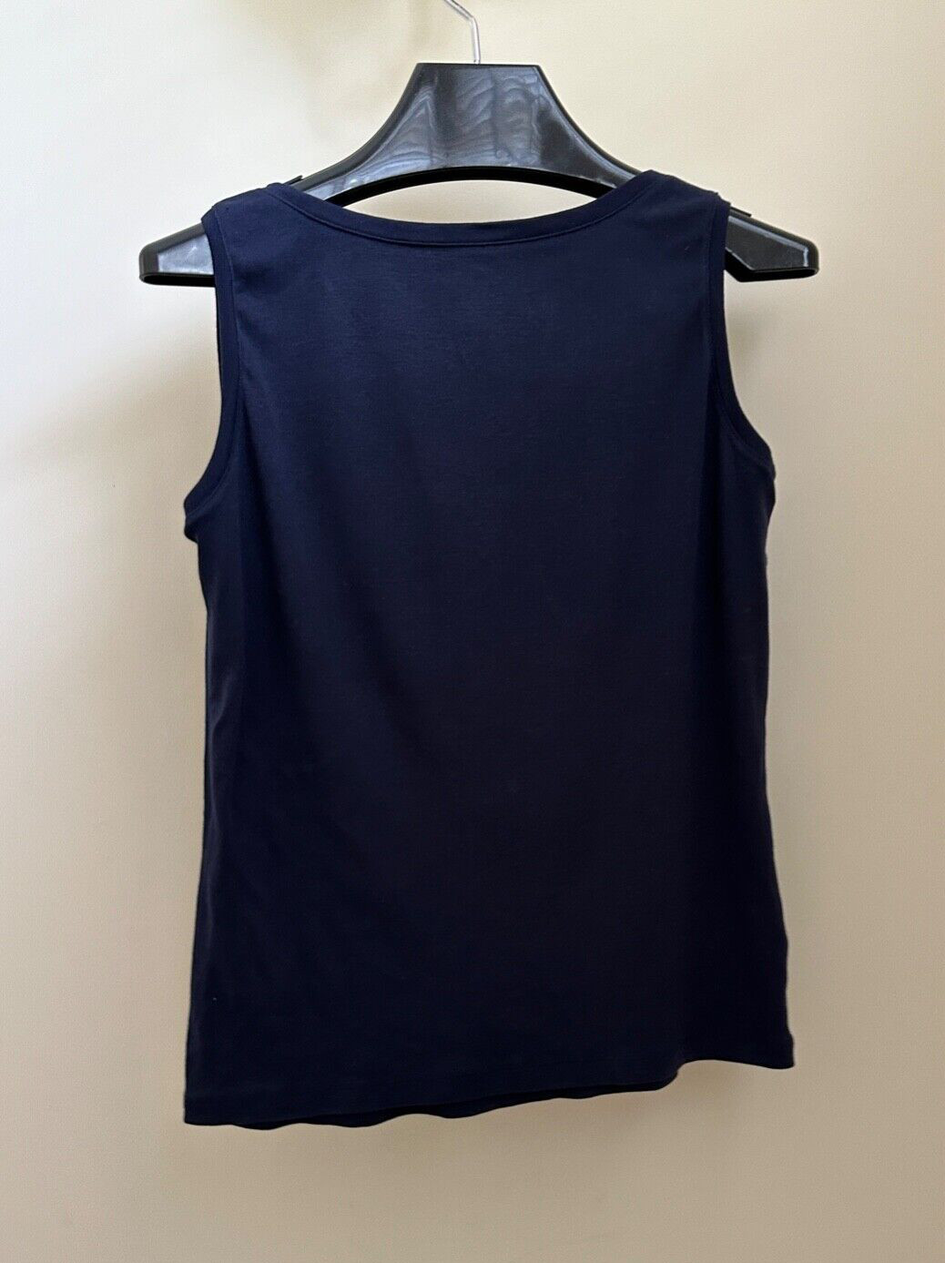 New 2013 Talbots 100% Pima Cotton Knit Sleeveless Navy Blue Boatneck Top MP