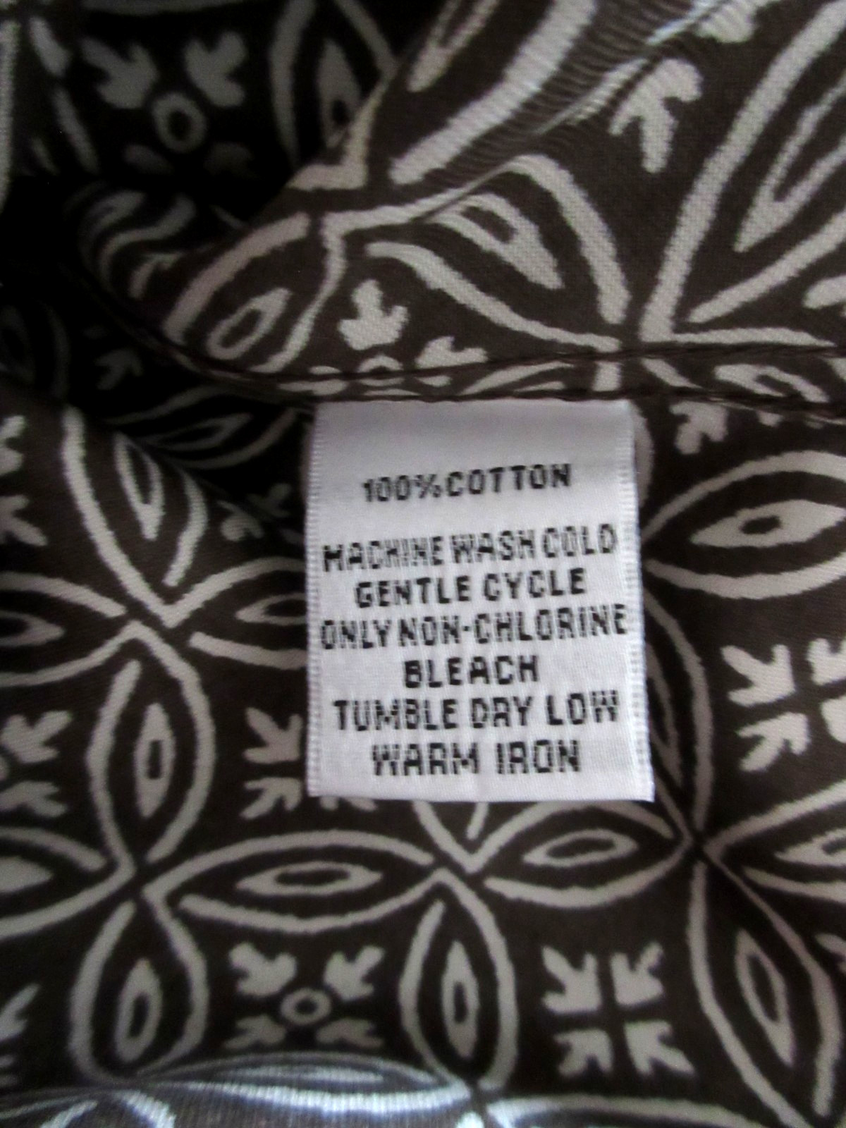 Talbots 100% Cotton Brown Wrinkle Resistant Geometric Print Shirt 12P