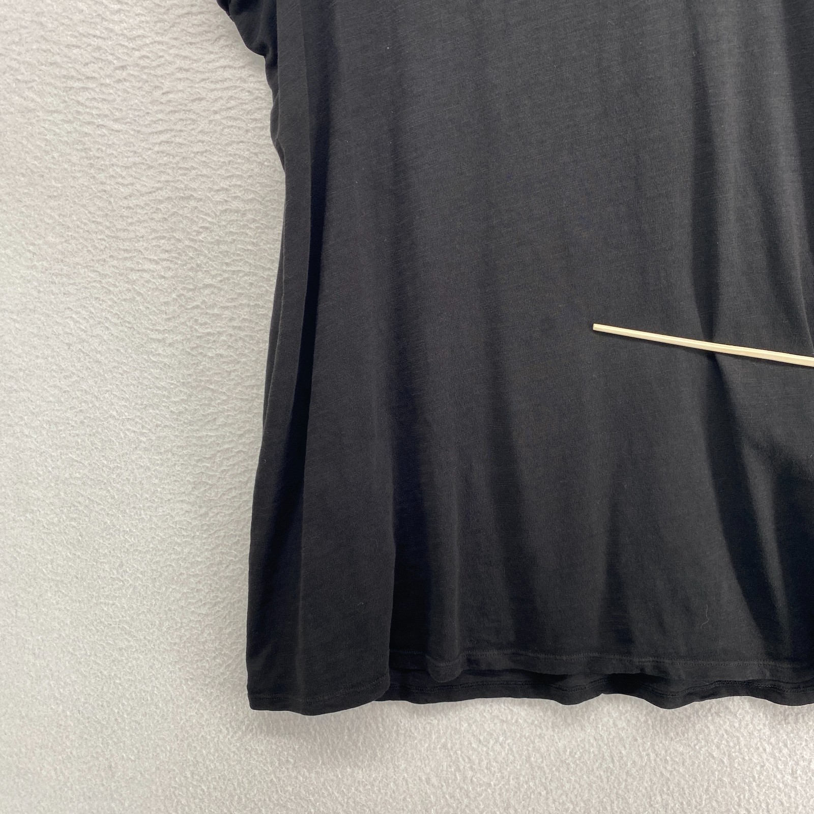 EILEEN FISHER Top L Organic Cotton Slub Jersey Scoop Neck Cap Sleeve Black