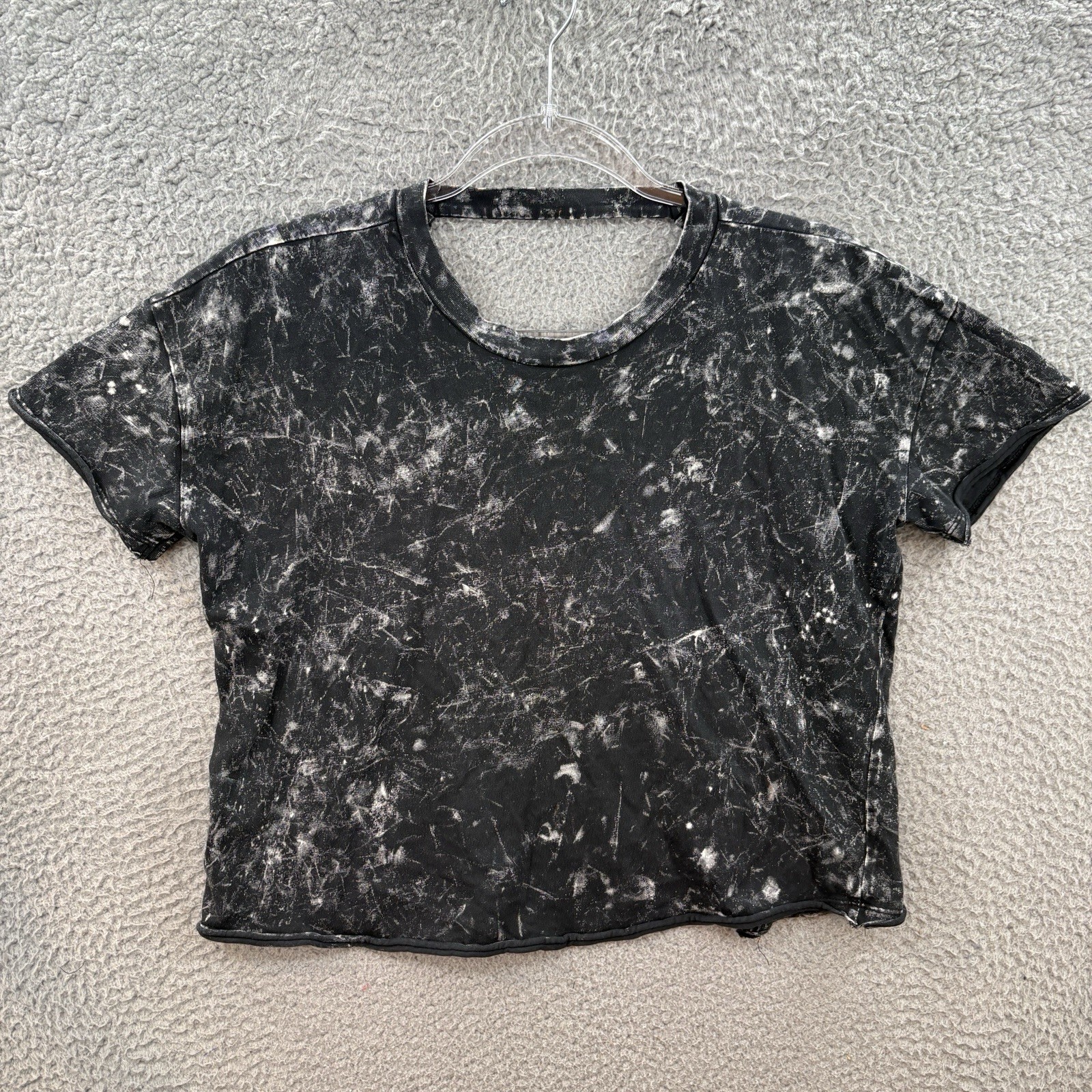 Intimately Free People Shirt Womens Medium Black Mineral Wash Rolled Hem Buckle