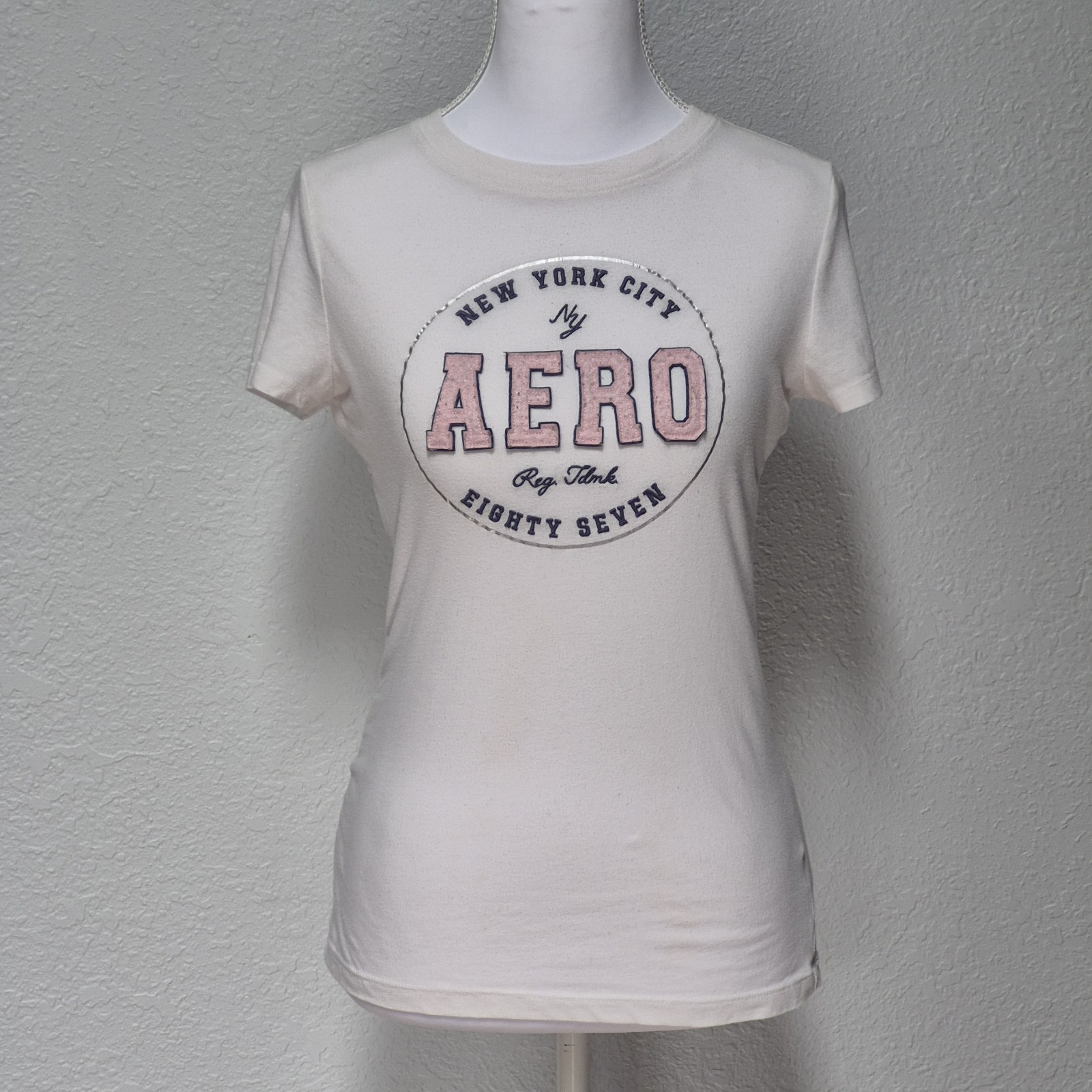 Aeropostale AERO NYC 87 Graphic Tee Raised Letter Graphics Sz S Casual 2000s