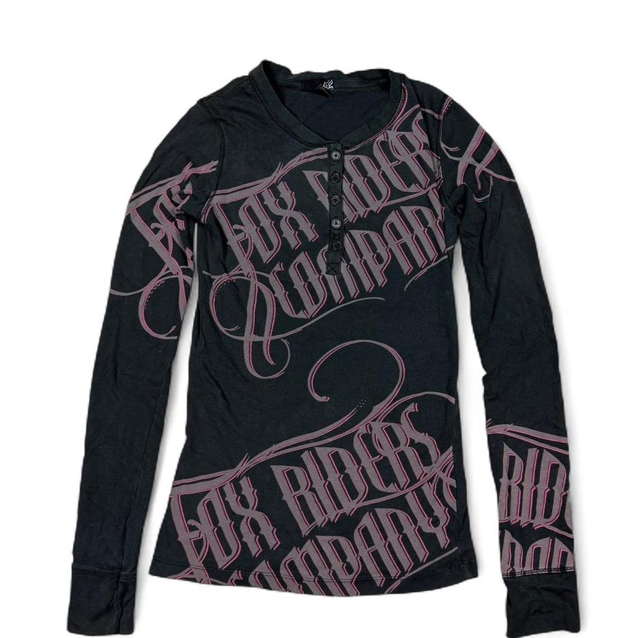 Y2K women’s fox racing thermal tee / Henley long sleeve, Size small black