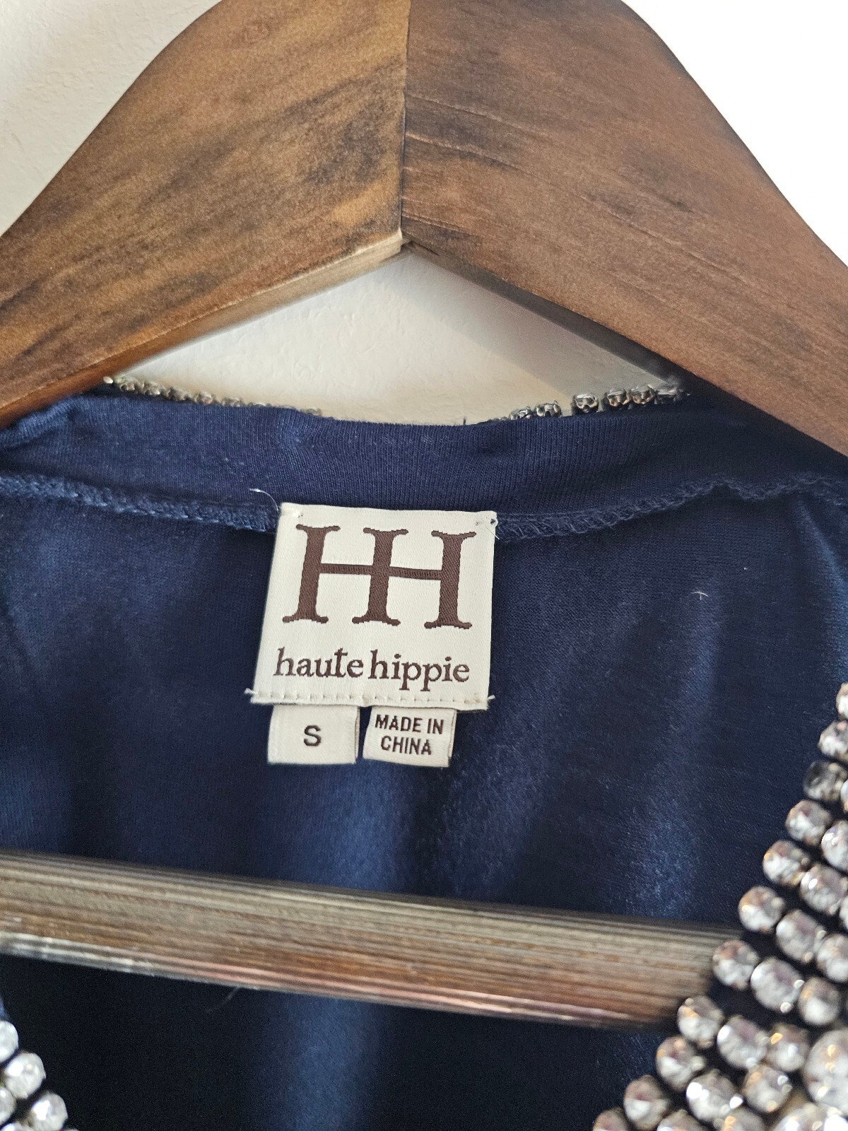Haute Hippie Blouse Black Womens Size S Embellished Collar