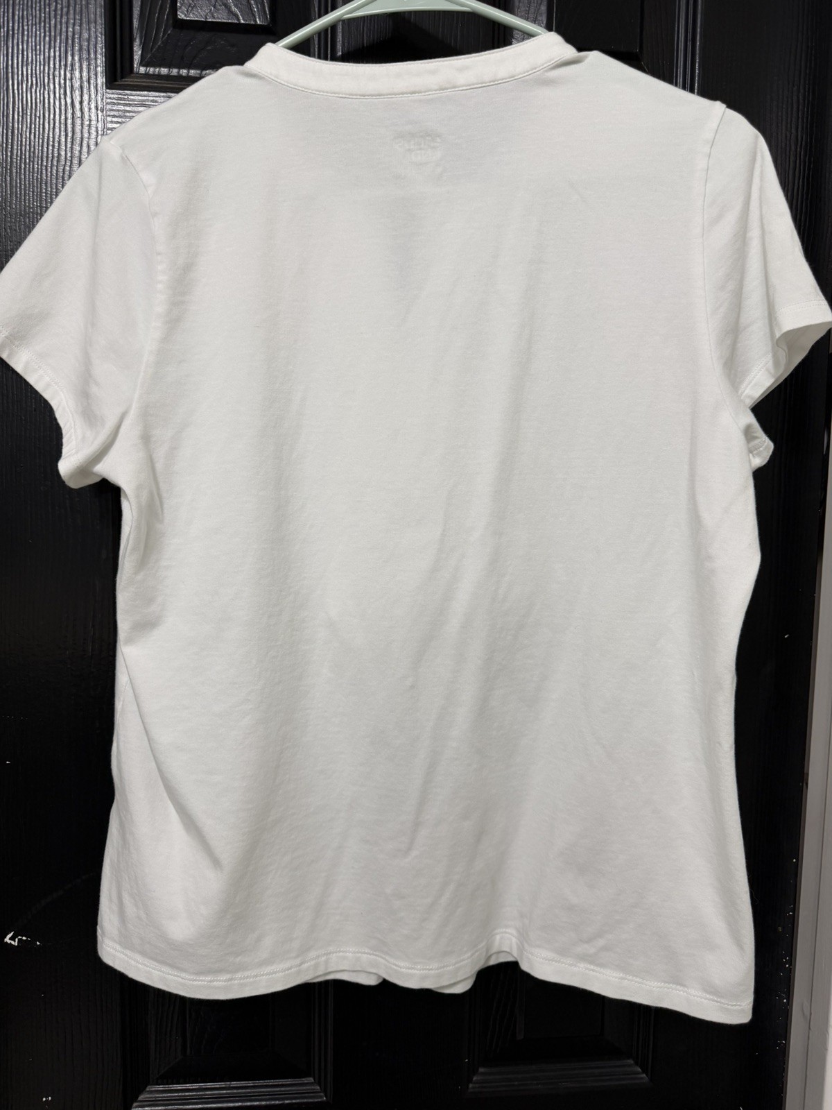 Lands End Lightweight Jersey Button Pintuck Top Size M White Spandex Cleangirl
