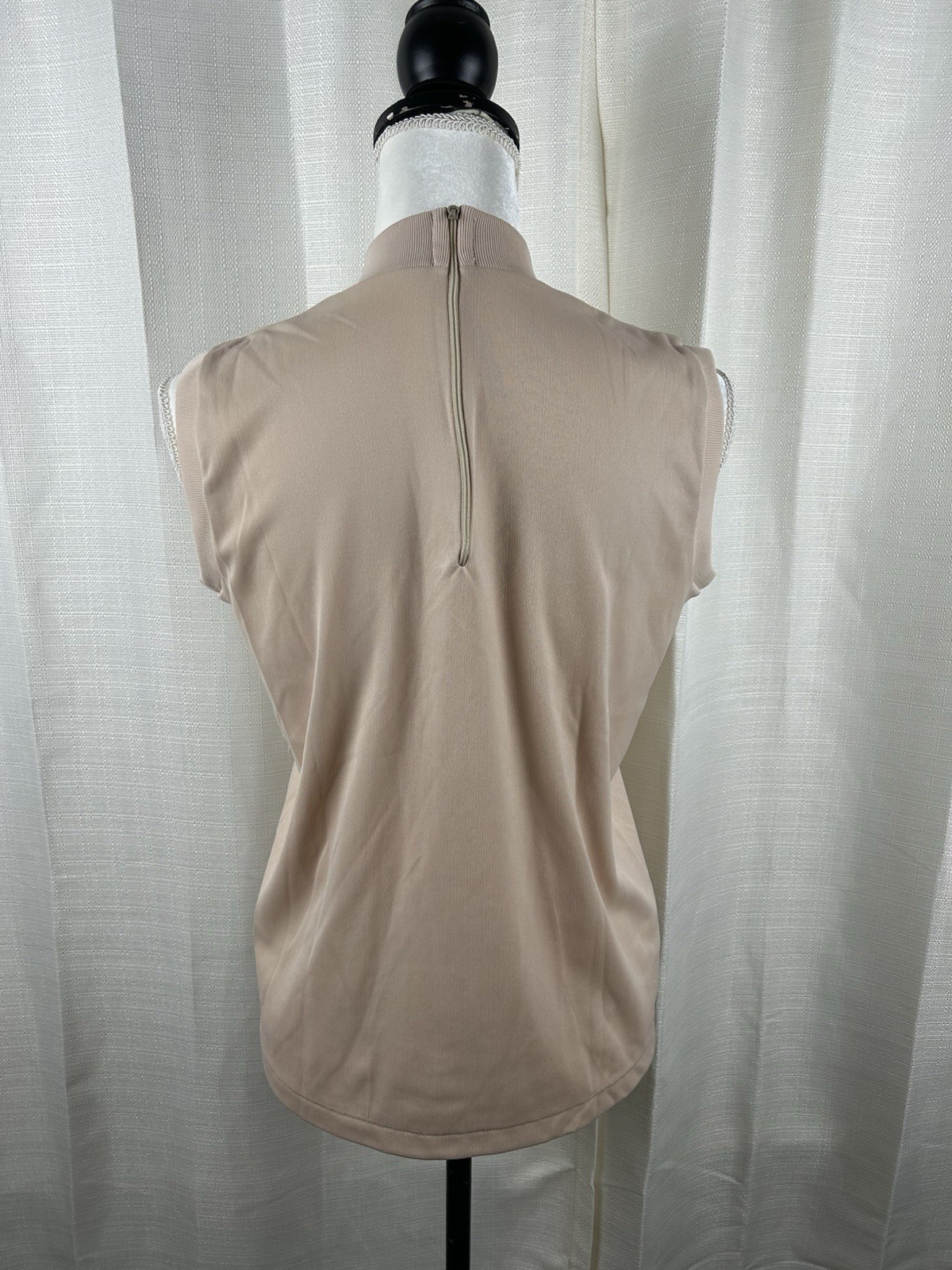 Vintage Jersey Knit Mock Neck Sleeveless Nude Pink Top -Size Medium