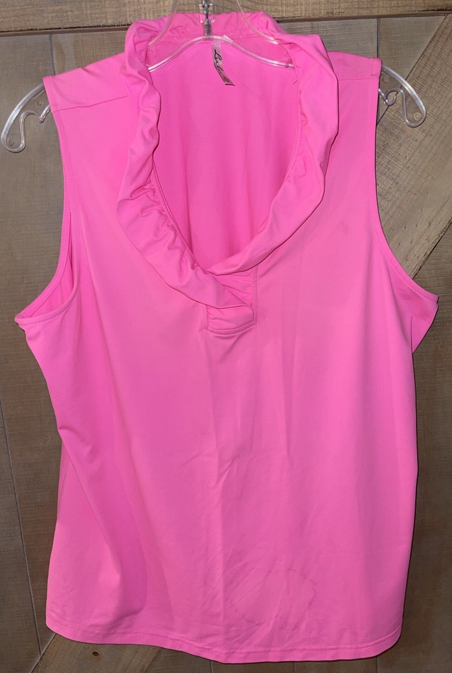 Lulu B Tank Top Ruffle V-Neck Sleeveless UPF Hot Pink Size XL EUC💚